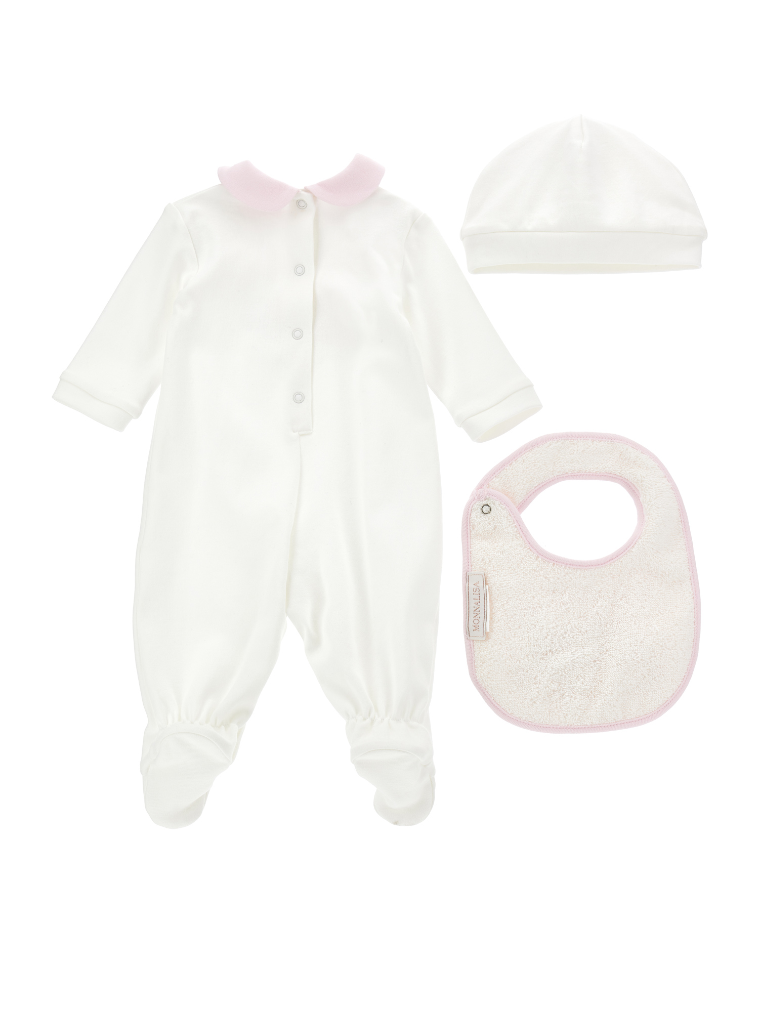 Monnalisa Dumbo 3-piece Set In Cream + Pink
