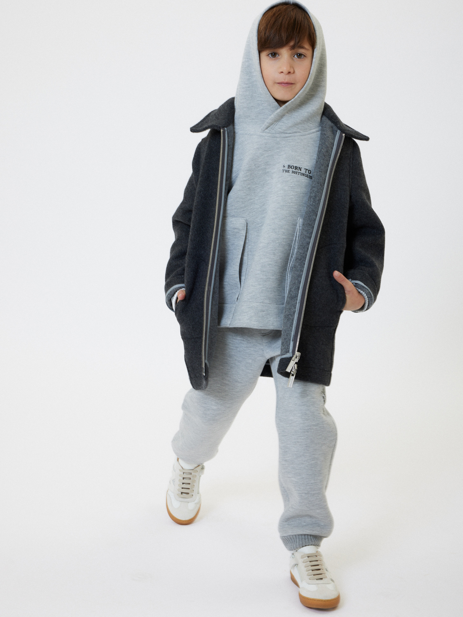Monnalisa Hoodie In Grey + Cream
