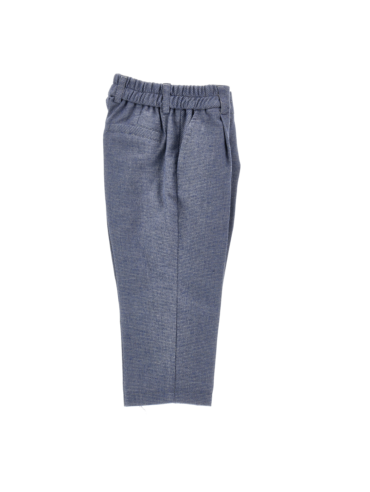 Shop Monnalisa Flannel Trousers With Turn-up In Blue + Grey