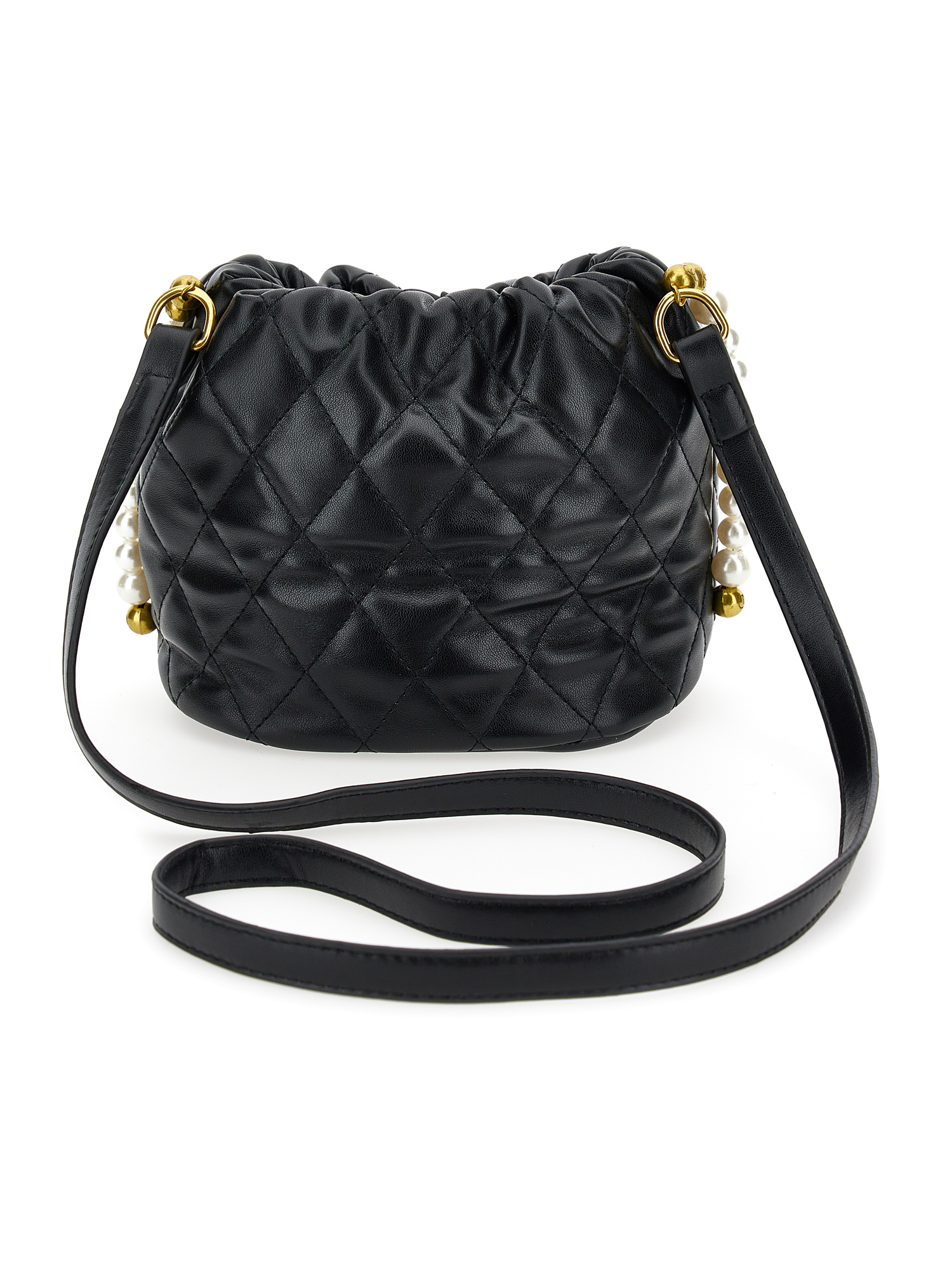 Monnalisa Coated Fabric Bucket Bag In Black