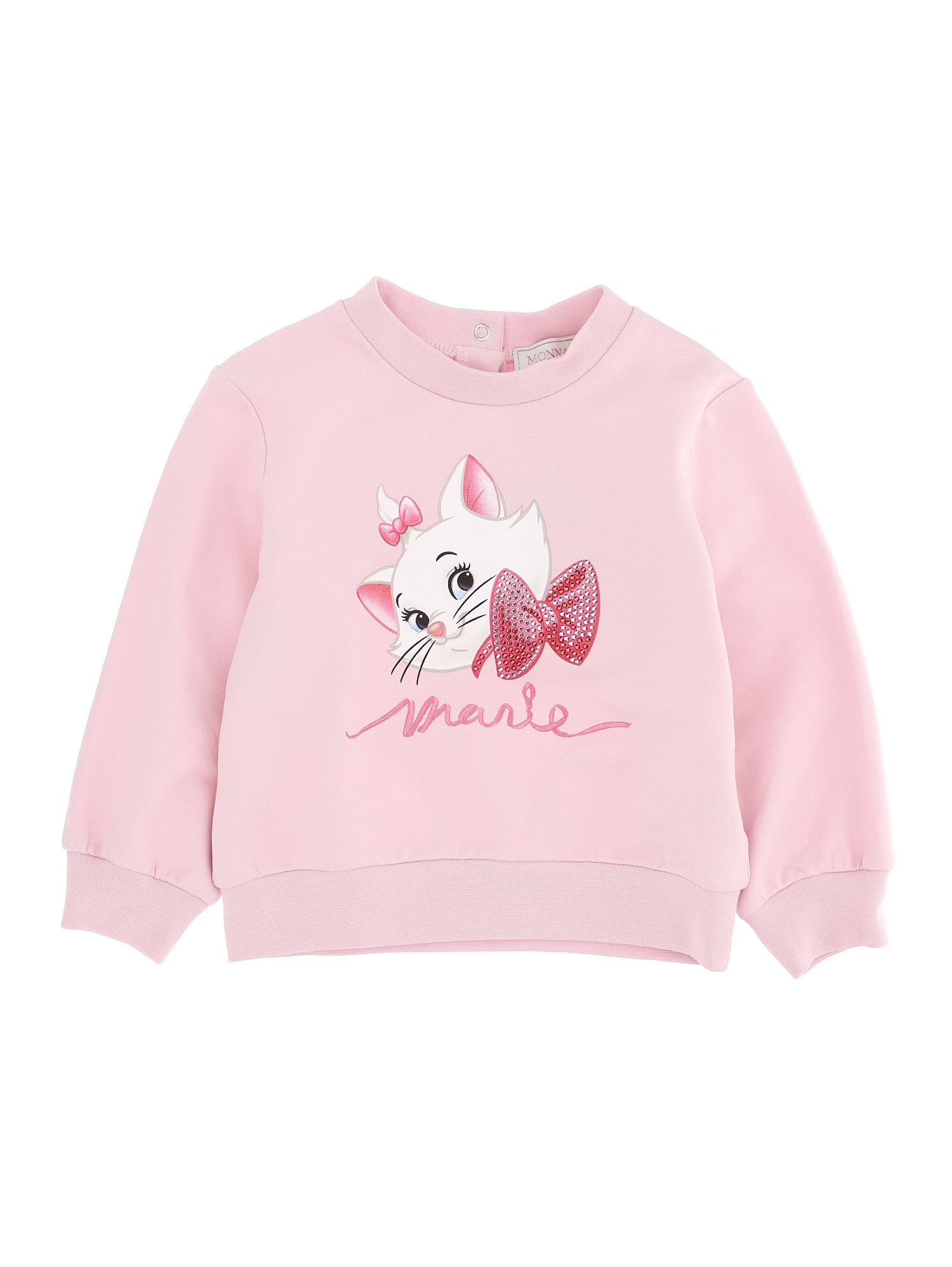 Monnalisa Pink Sweatshirt For Baby Girl With Aristocats In Petal Pink