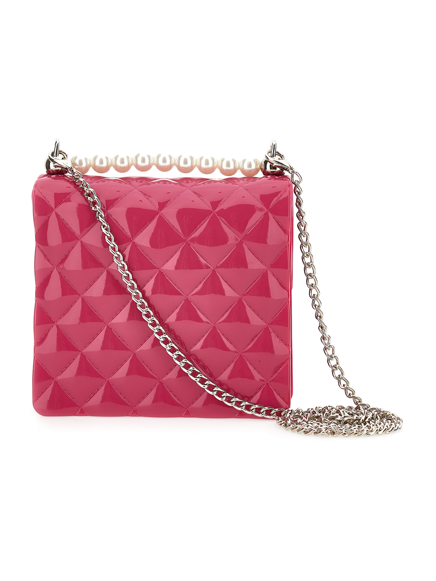 Monnalisa Pvc Bag With Pearls In Fuchsia