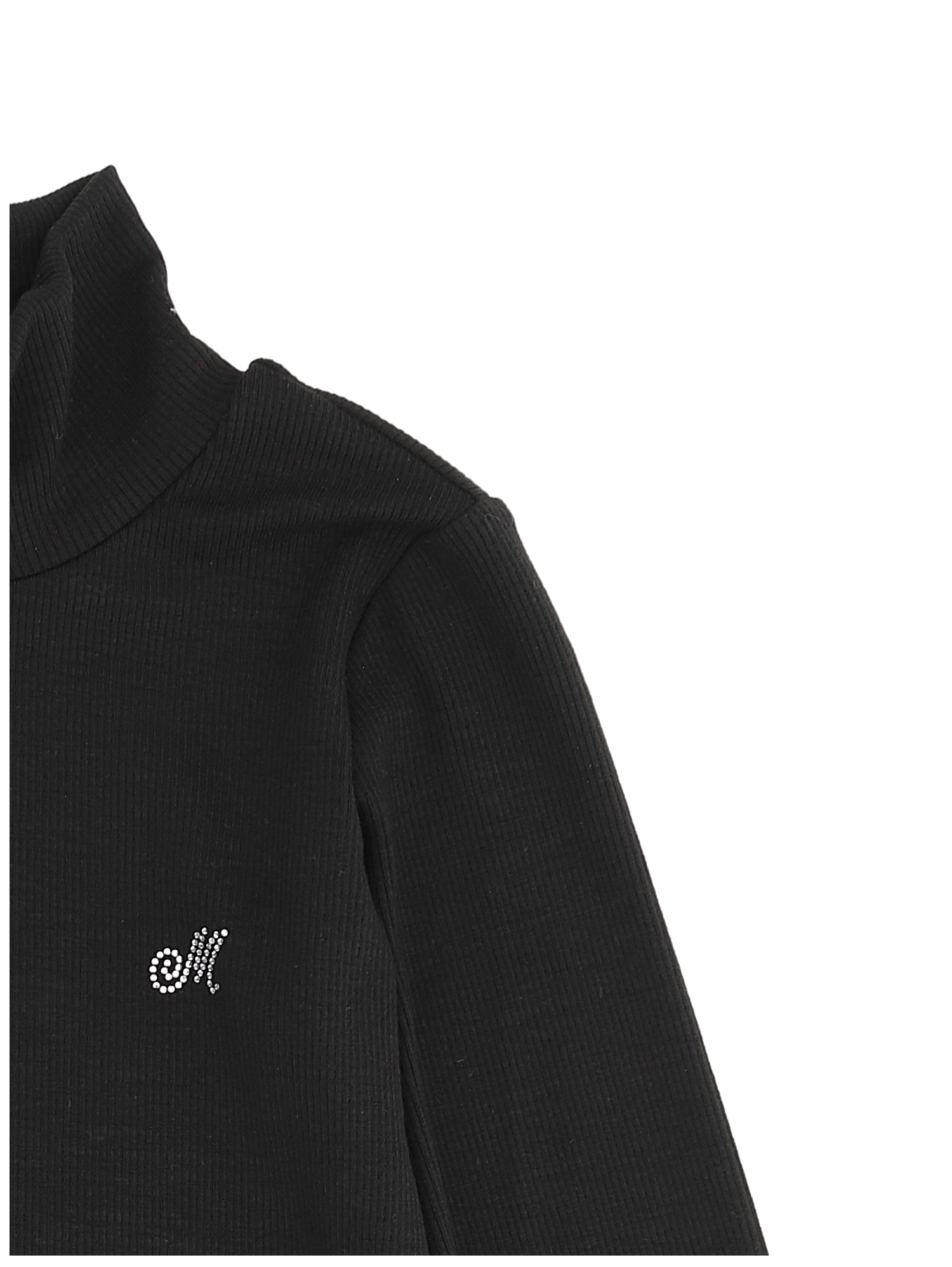 Monnalisa Ribbed Viscose Turtleneck In Black