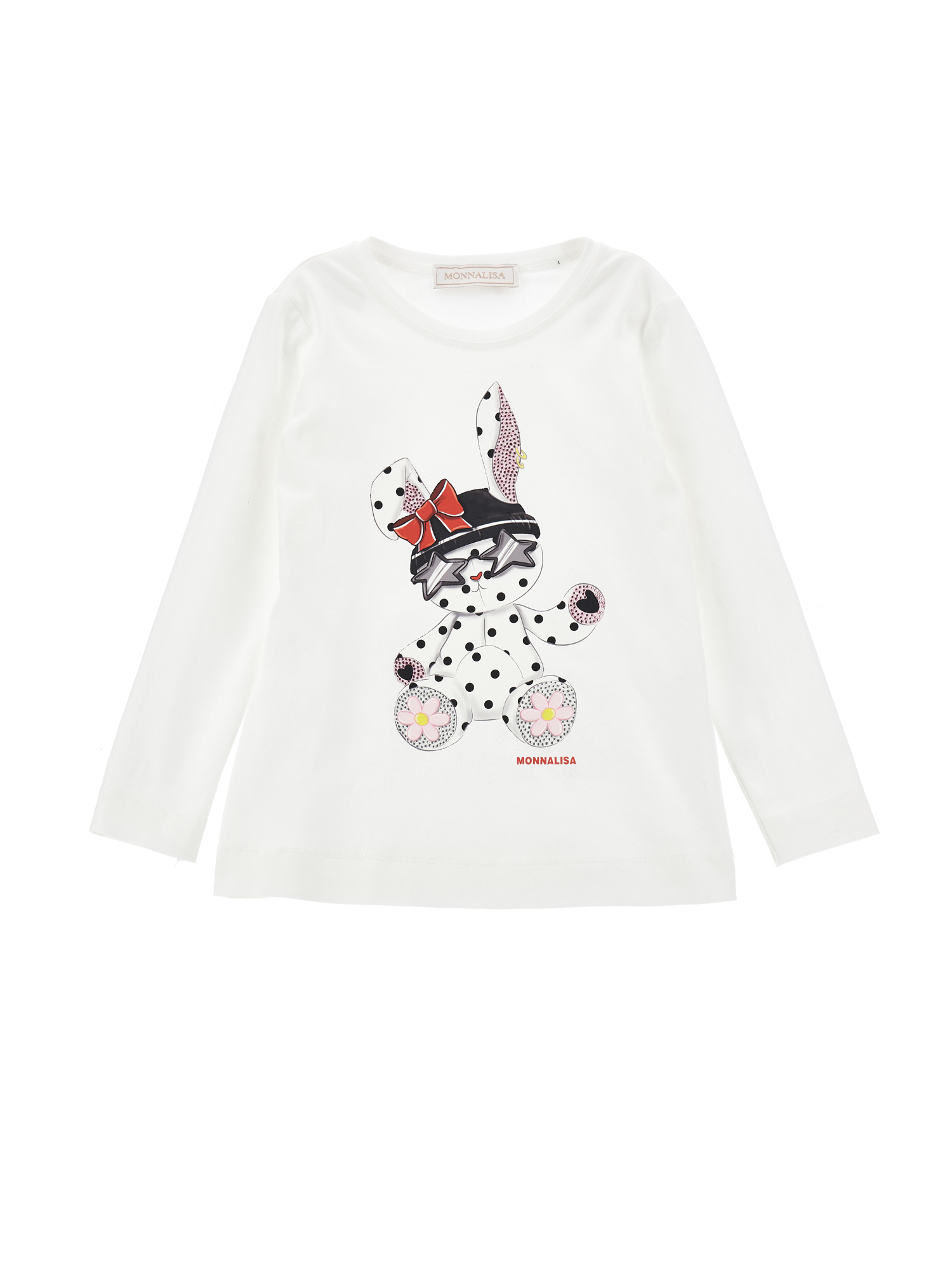 Monnalisa Graphic-print Long-sleeve T-shirt In Cream