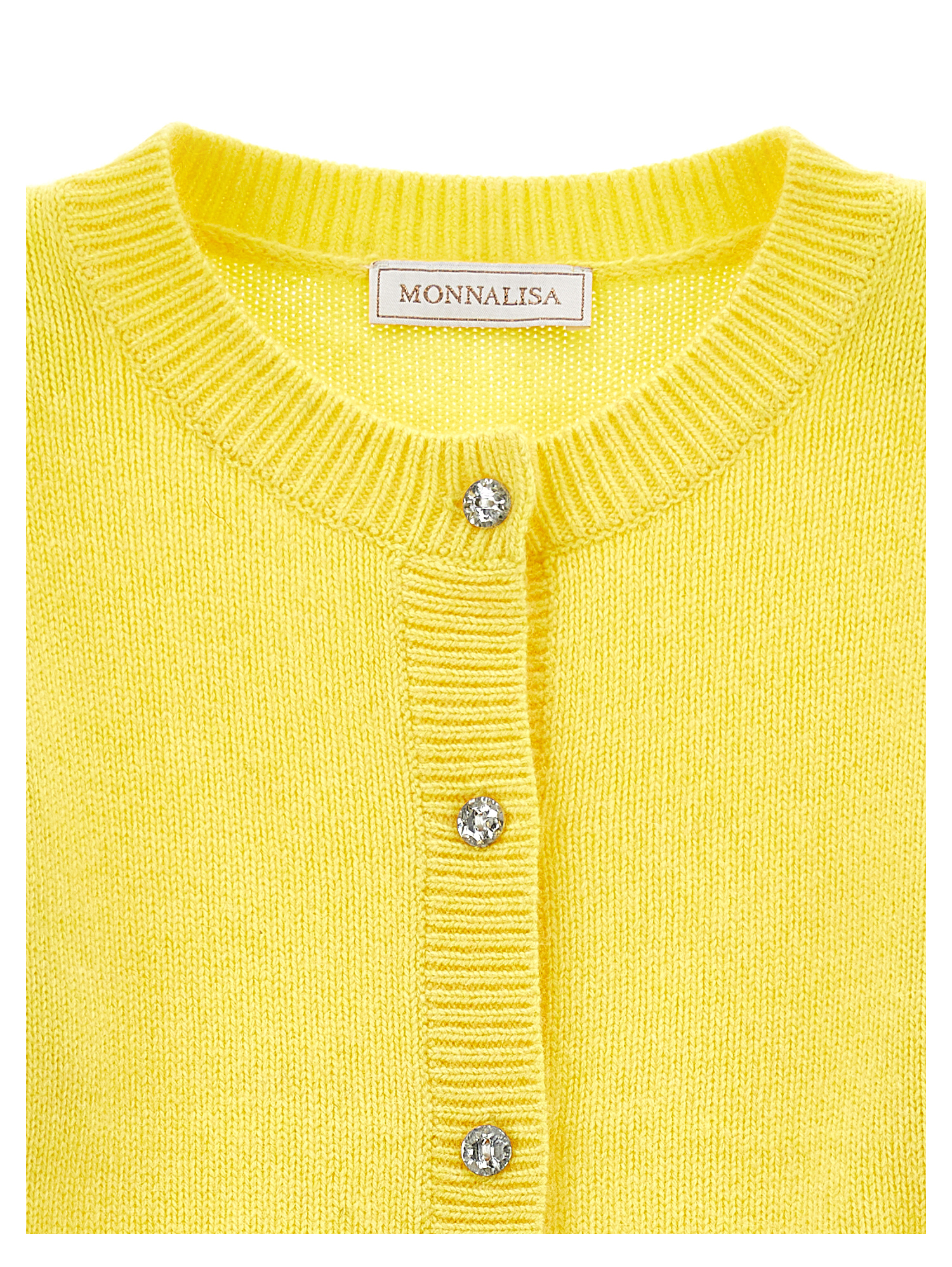 Monnalisa Soft Knit Cardigan In Light Yellow