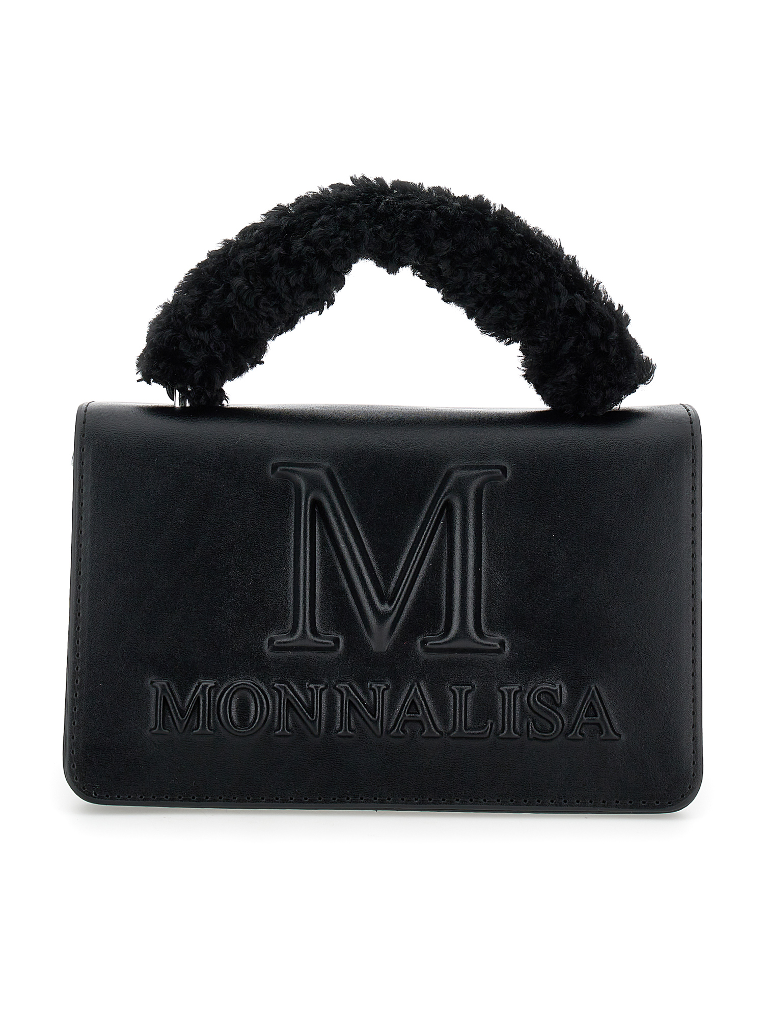 Monnalisa Coated Fabric Bag In Black