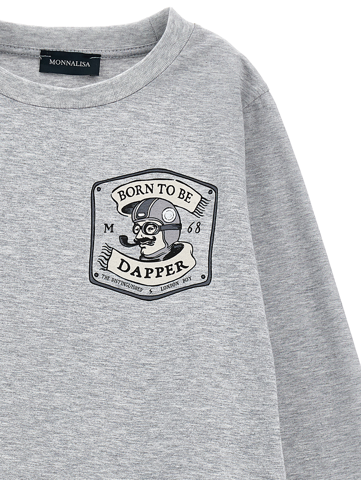 Monnalisa Dapper Print Organic Cotton T-shirt In Grey