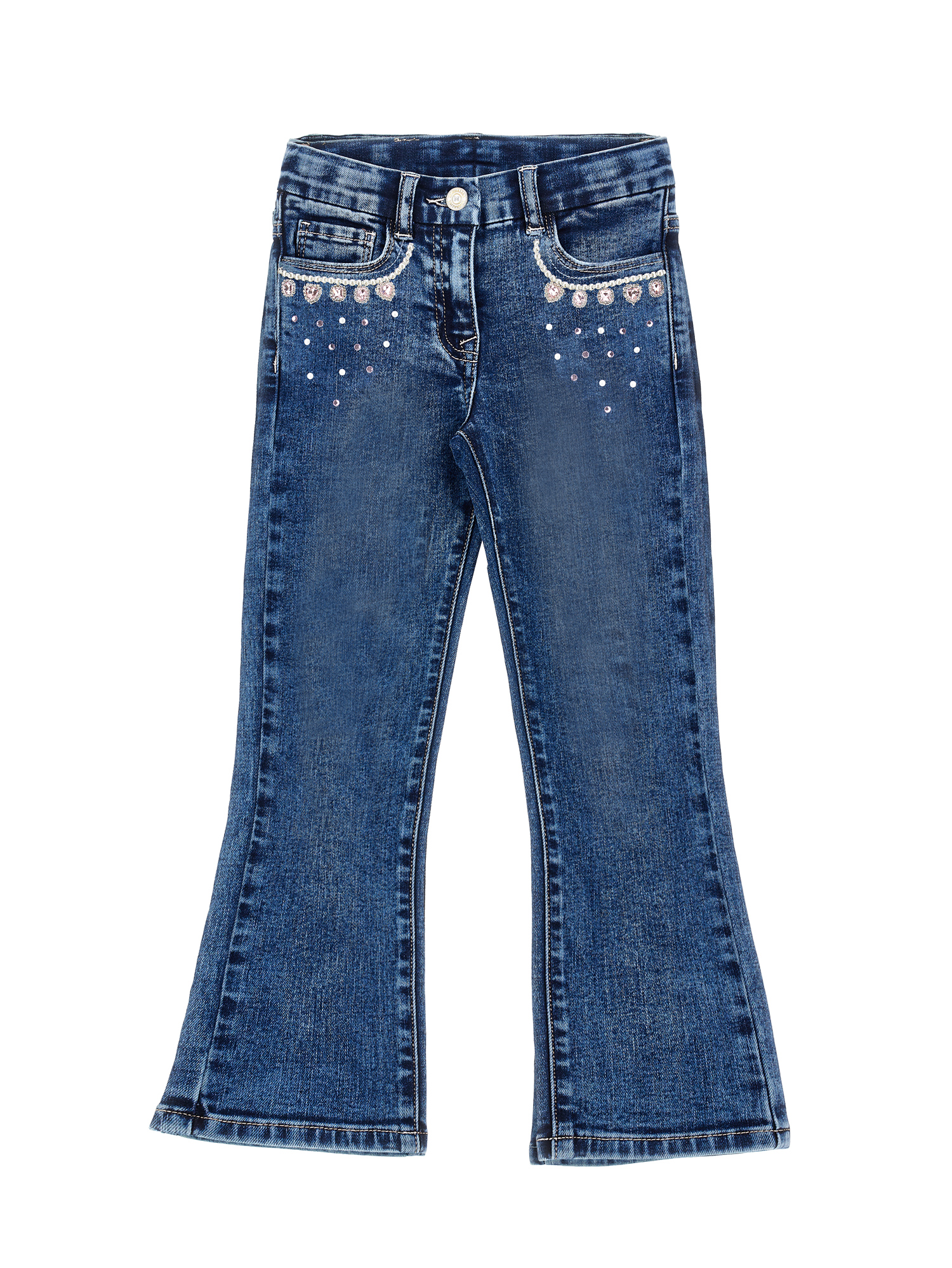 Monnalisa Jewel Jeans Mit Strasssteinen In Blue