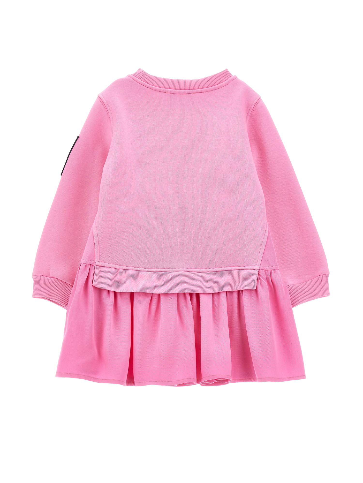 Monnalisa Sweatshirt Dress With Maxi Flowers In Bright Peach Pink