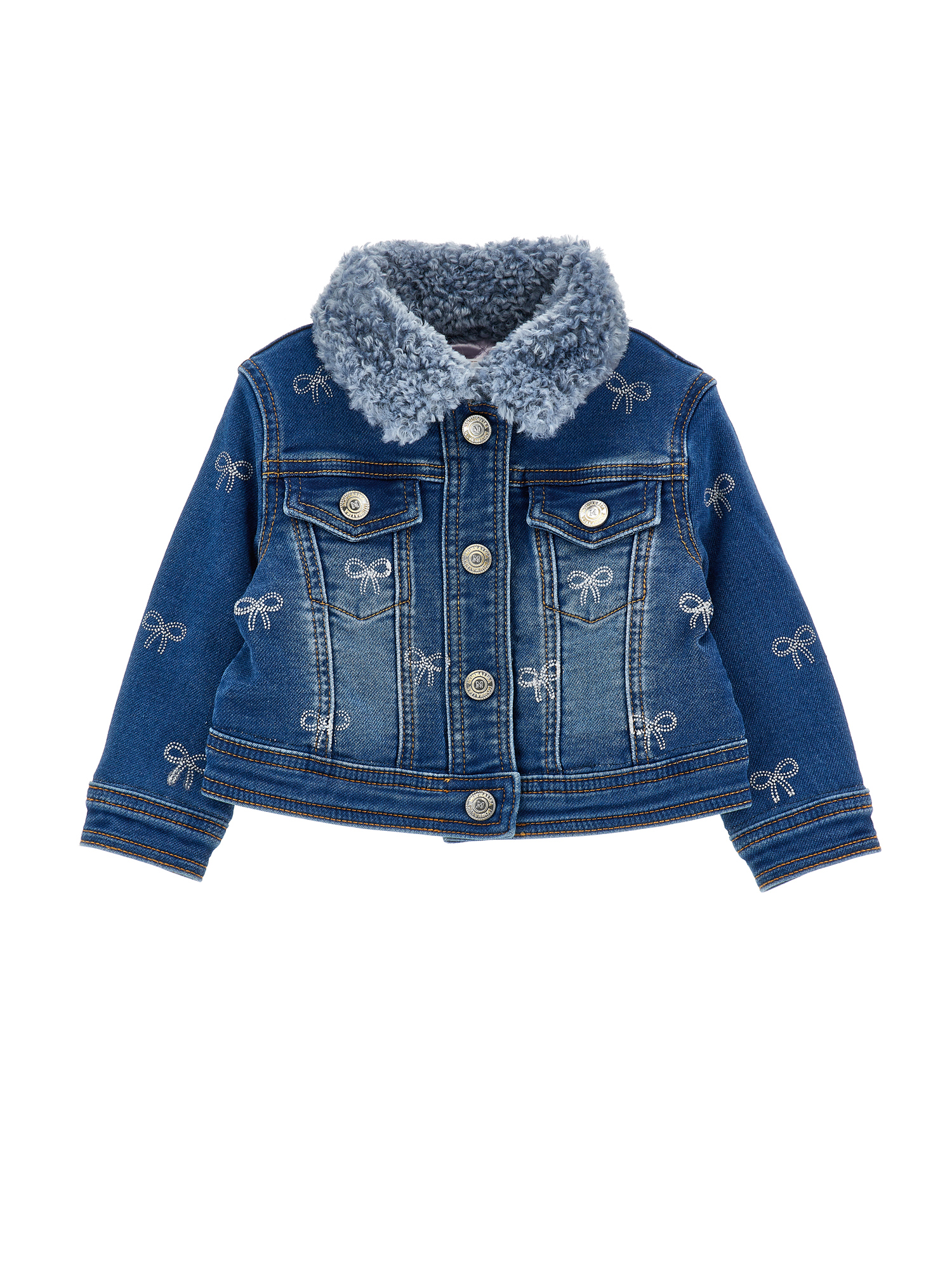Monnalisa Kids'   Fur Bows Jacket In Blue