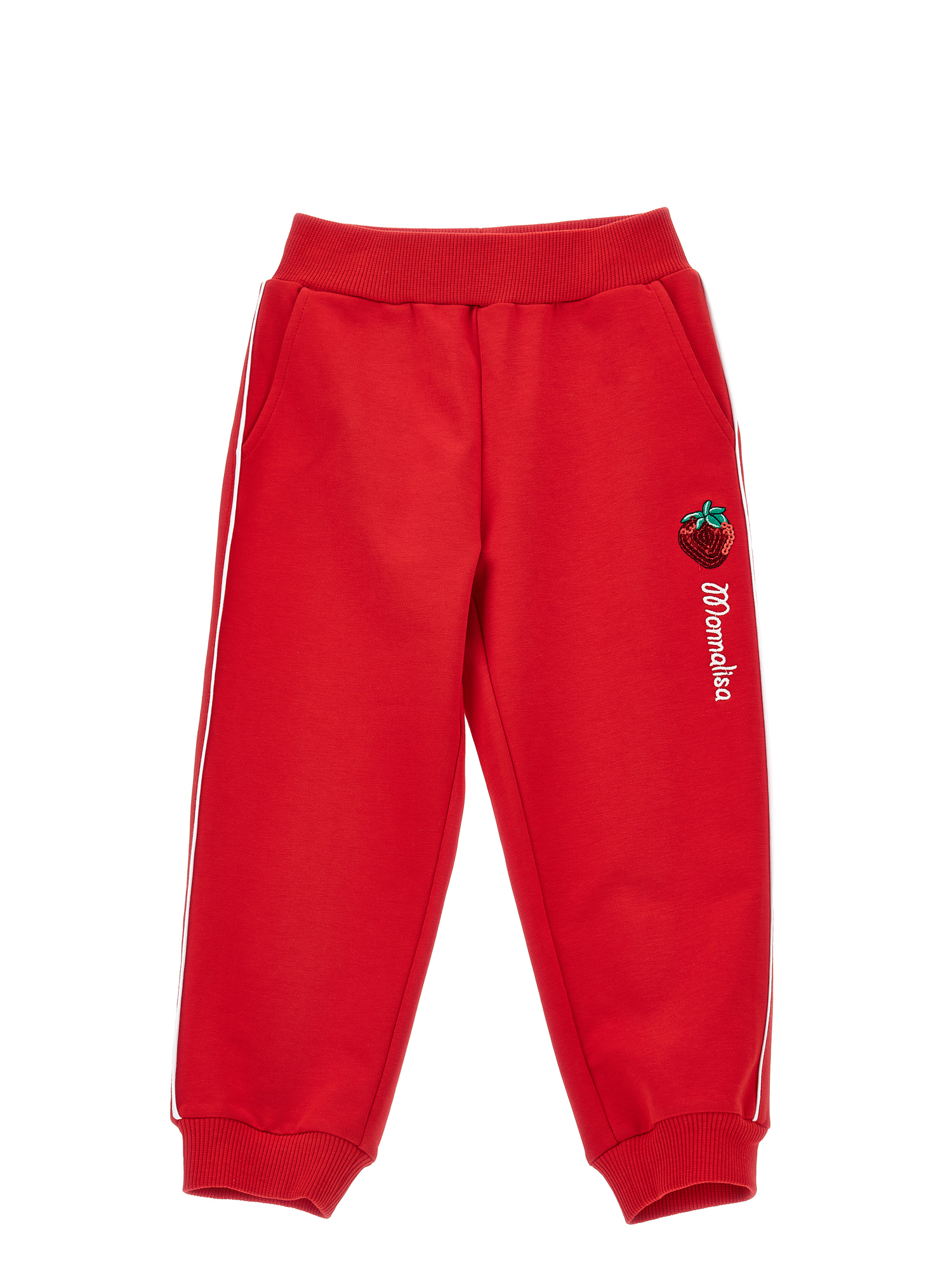 Monnalisa Two-tone Fleece Joggers In Red