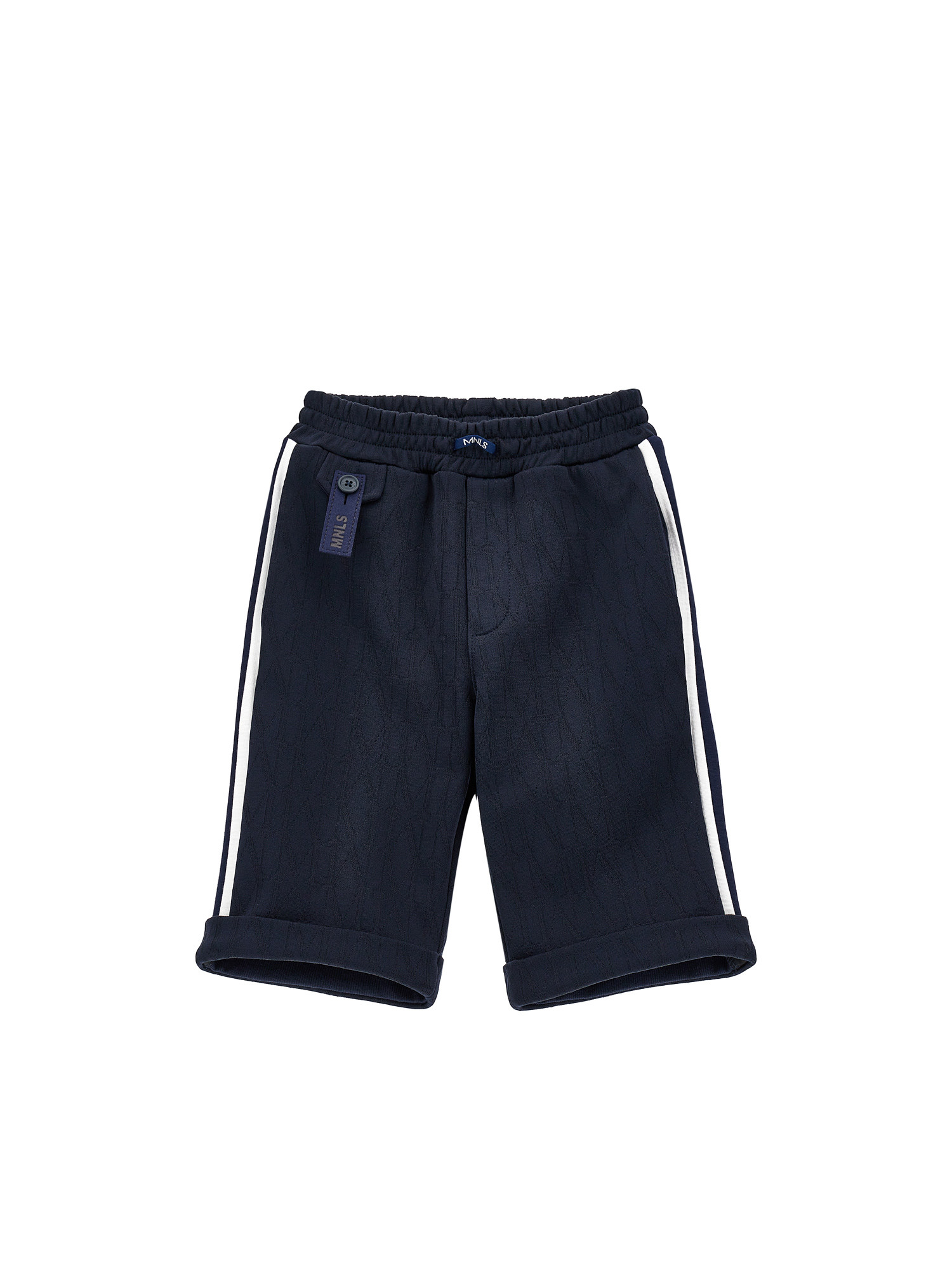 Monnalisa Two-tone Jacquard Bermuda Shorts In Blue + White