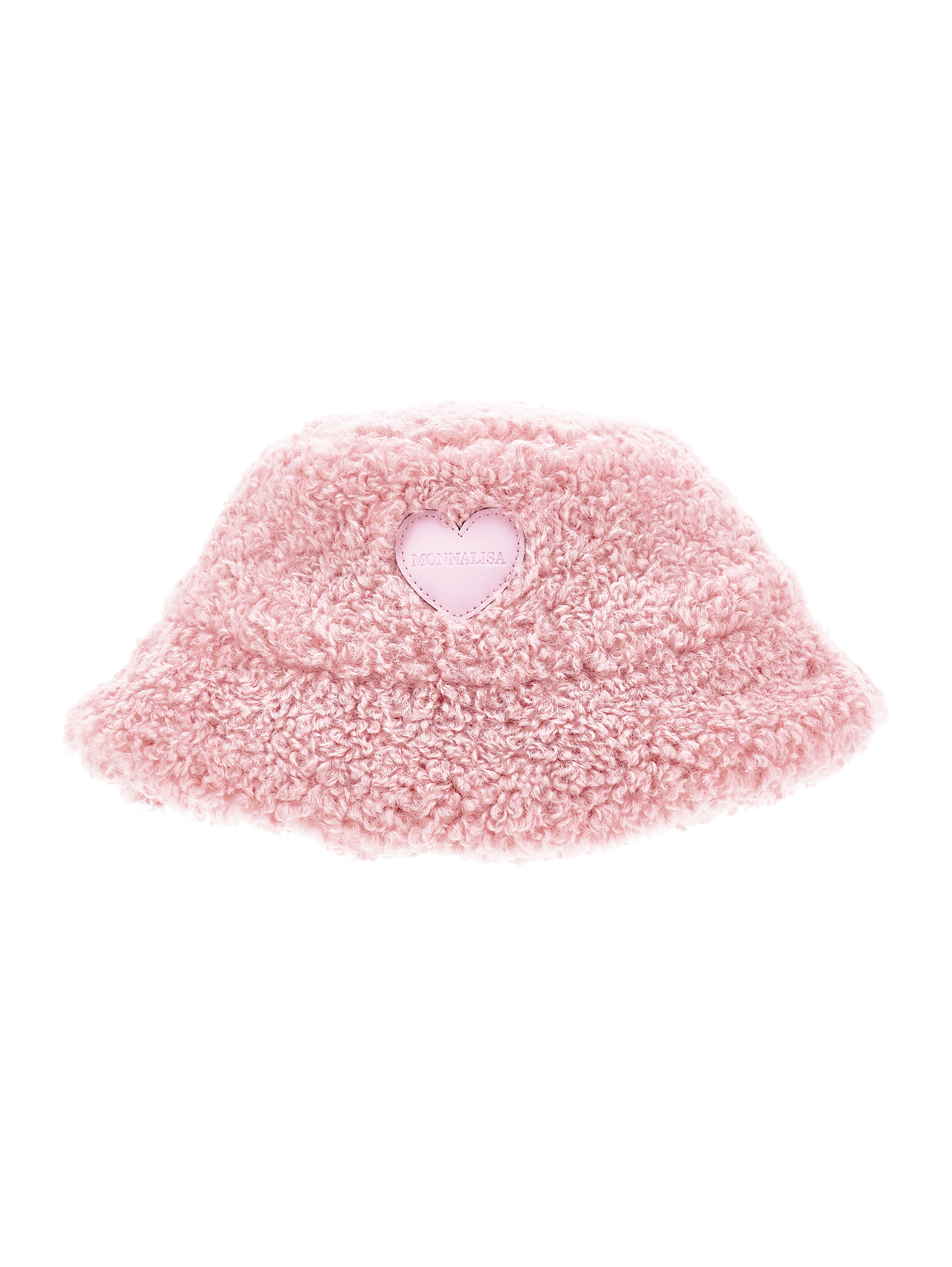 Monnalisa Plush Bucket Hat In Dusty Pink Rose