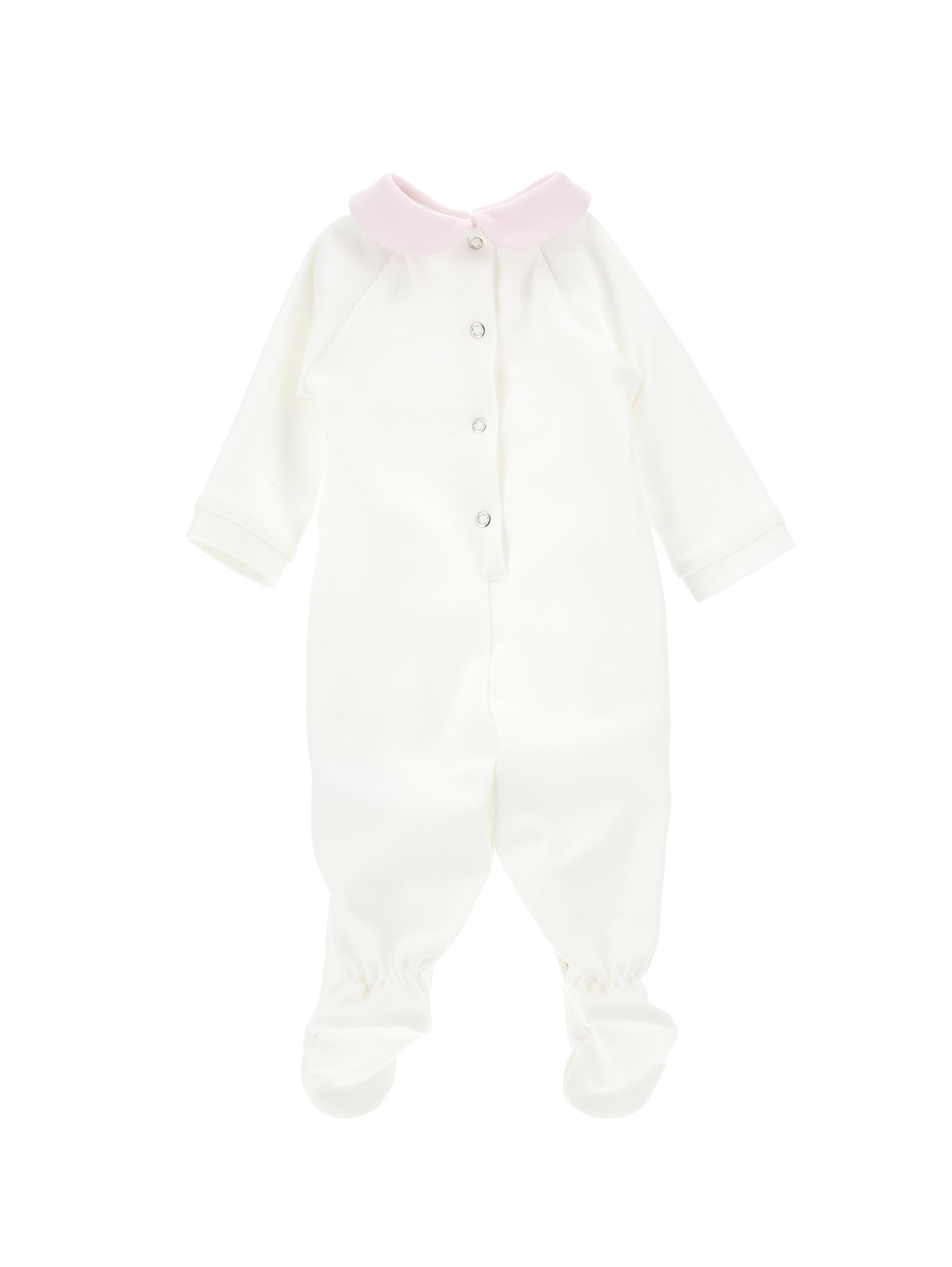 Monnalisa Playsuit With Crystal Print Collar In Cream