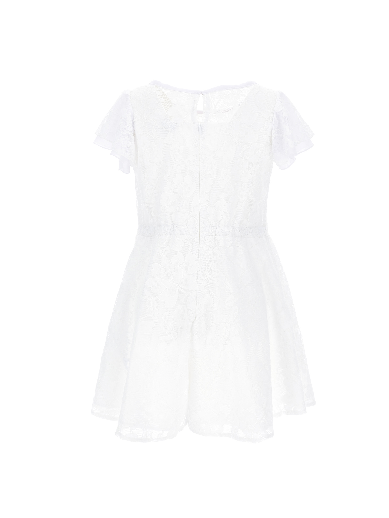 Shop Monnalisa Full Lace Playsuit With Shorts In White