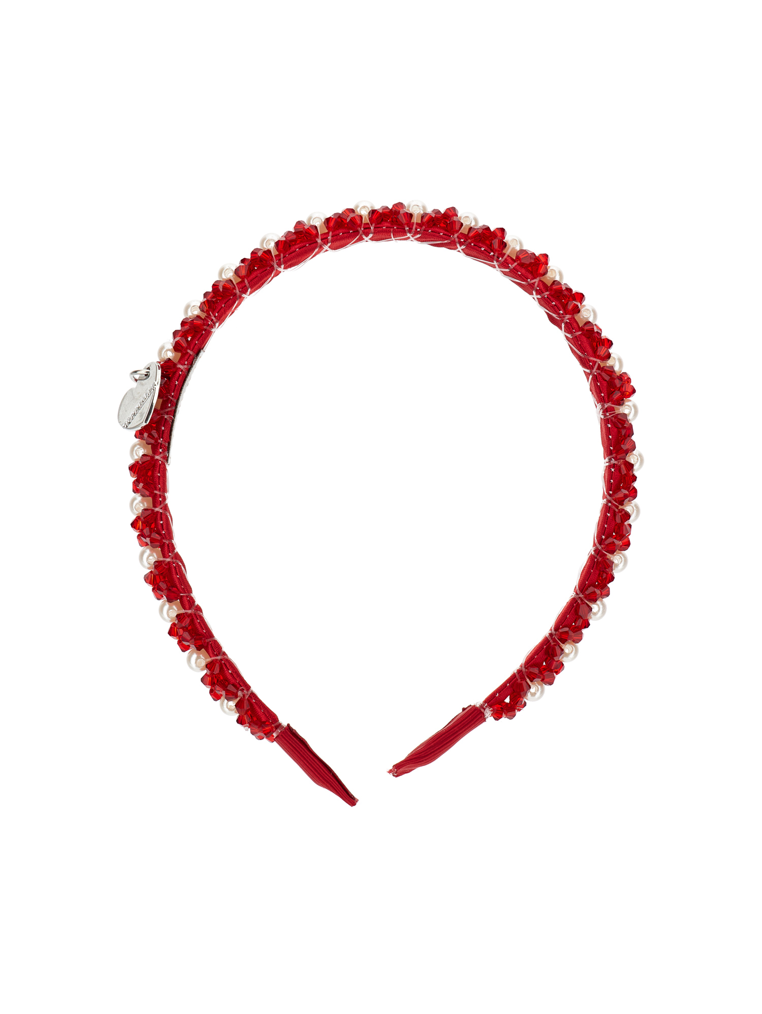 Monnalisa Sequin And Pearl Headband In Red
