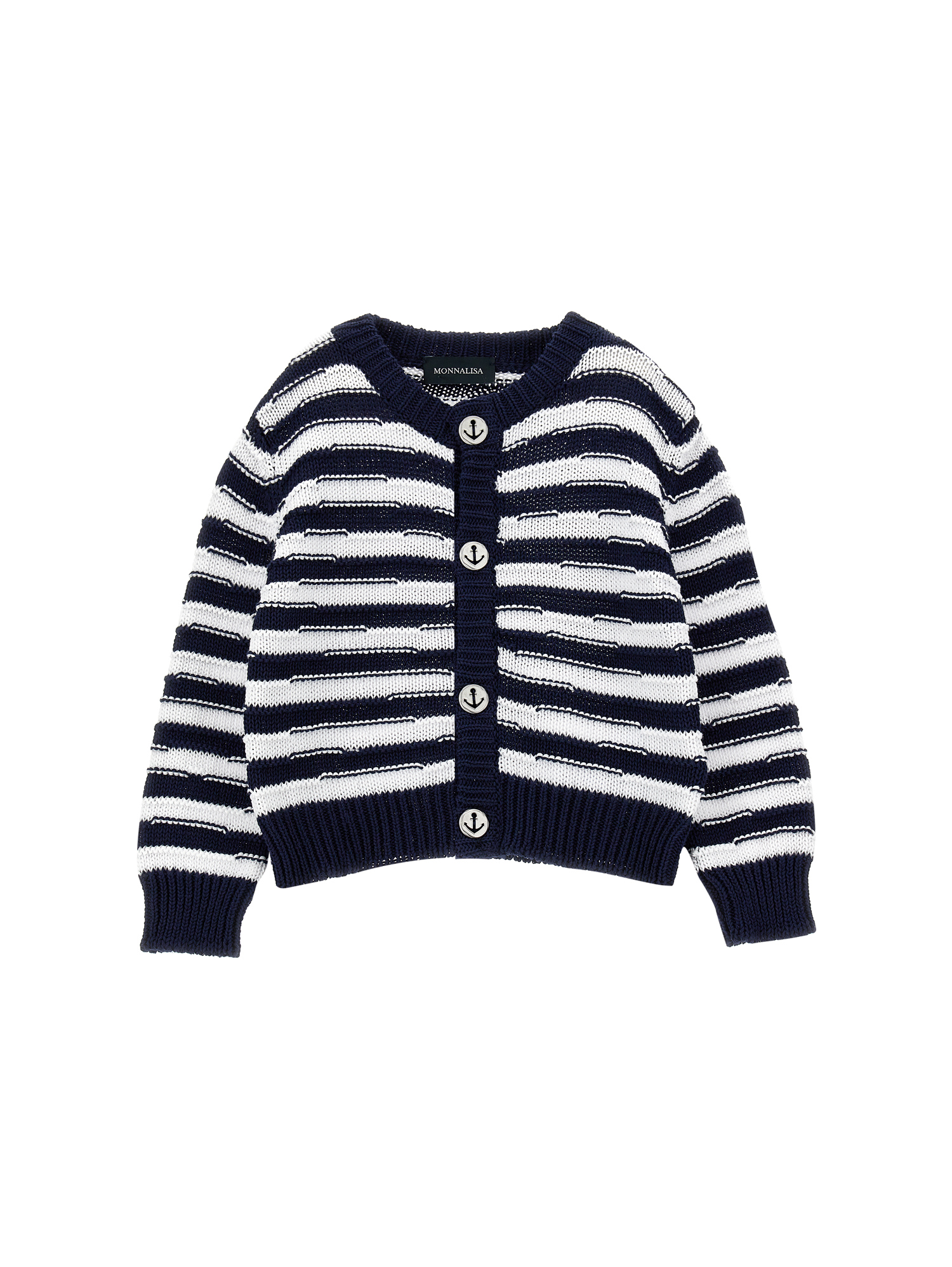Monnalisa Cardigan a righe marina cotone