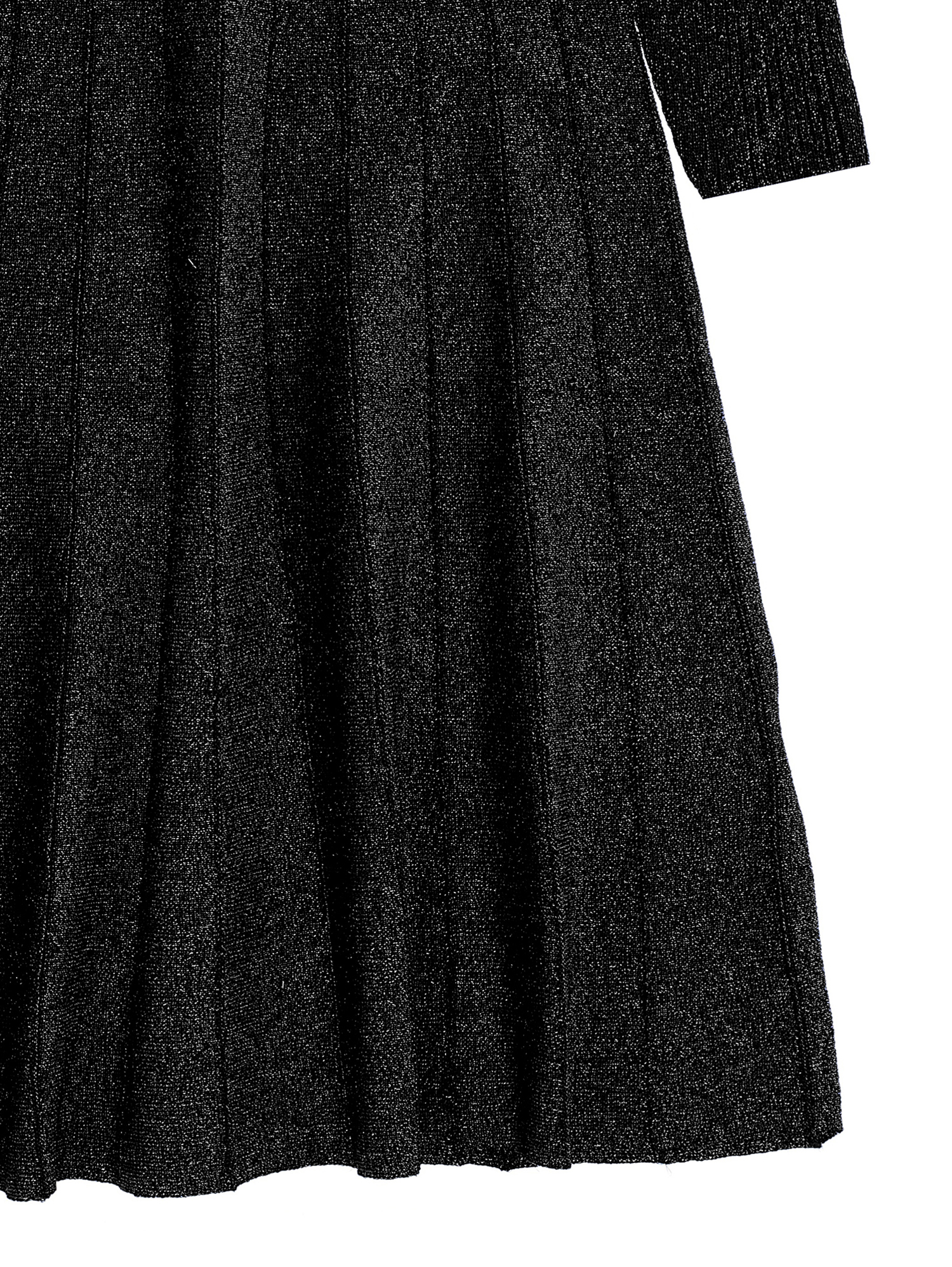 Shop Monnalisa Pleated Lurex Knit Dress In Black