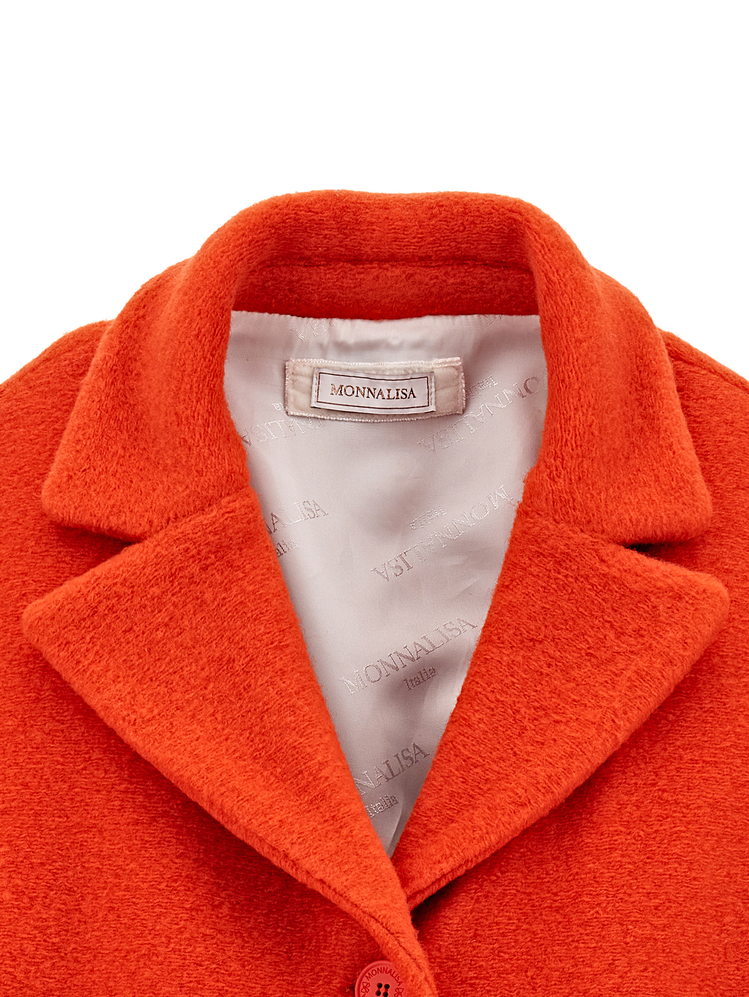 Monnalisa Oversize Heart Coat In Cloth In Orange