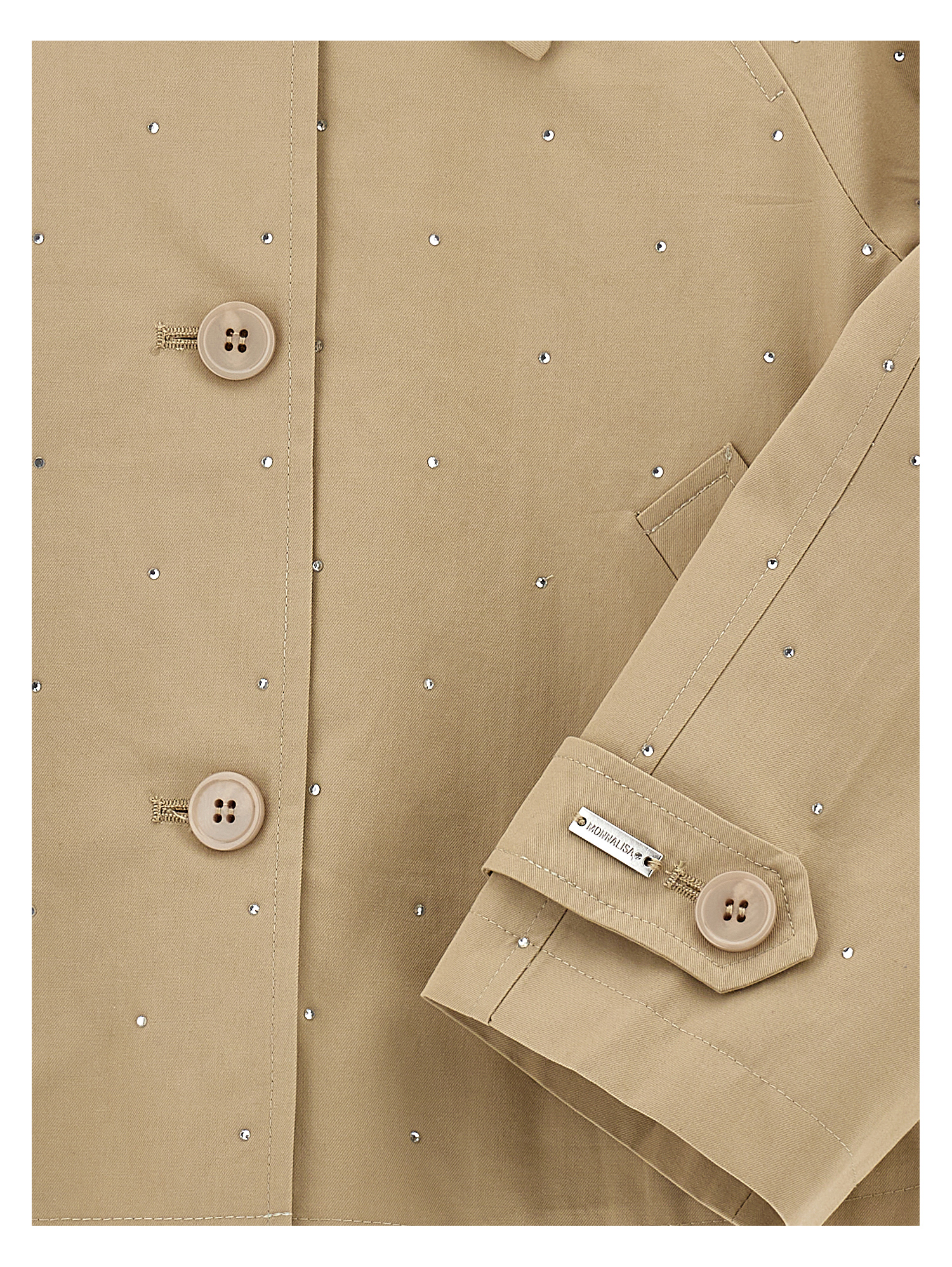 Monnalisa Technical Fabric Jacket In Beige