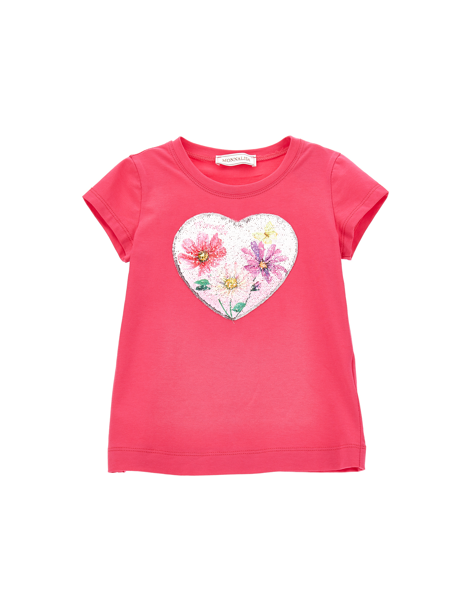 Monnalisa T-shirt jersey cuore paillettes