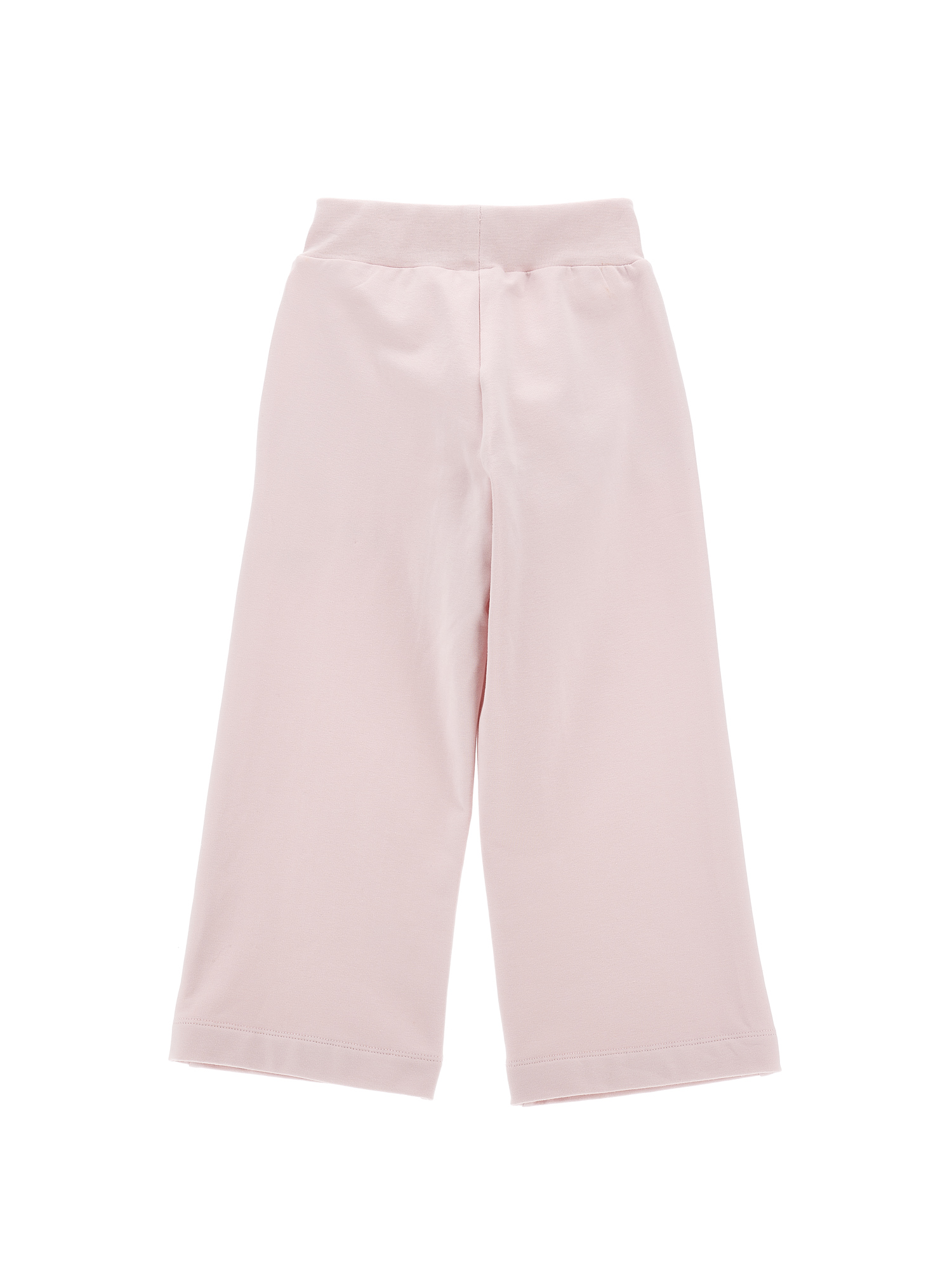 Monnalisa Embroidered Fleece Palazzo Trousers In Onion Couture