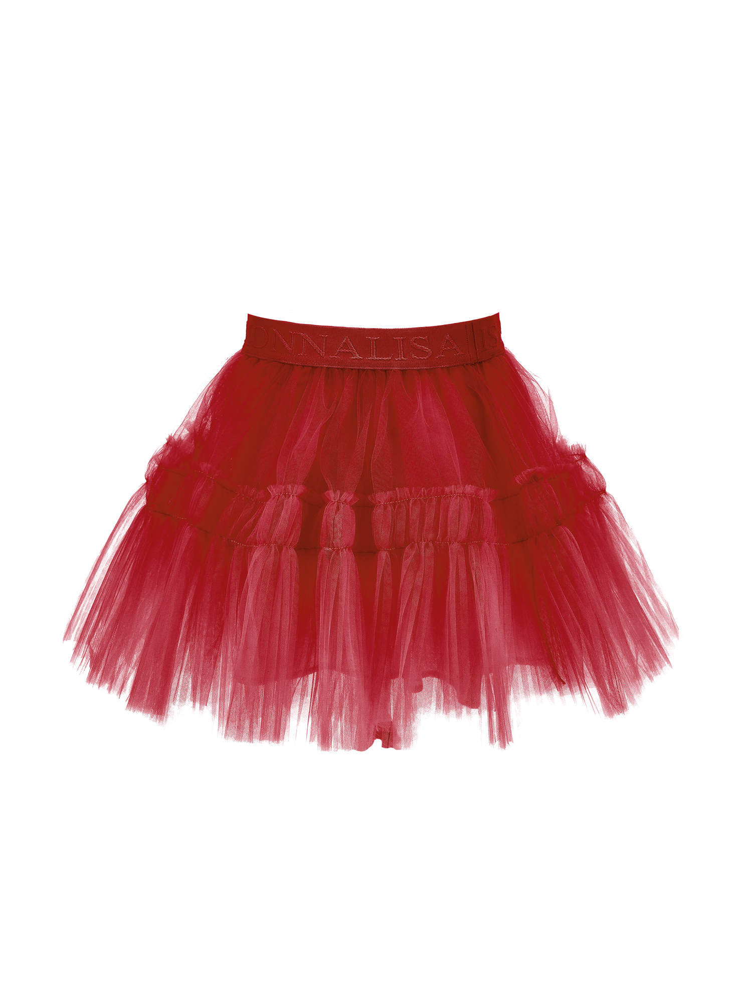 Monnalisa Tulle Circle Skirt In Ruby Red