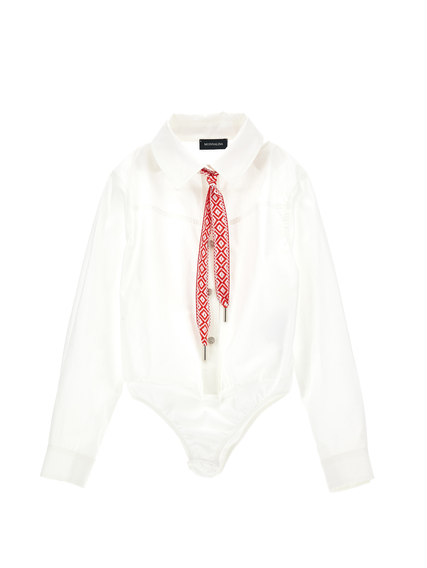 Monnalisa Body Shirt With Tie In White