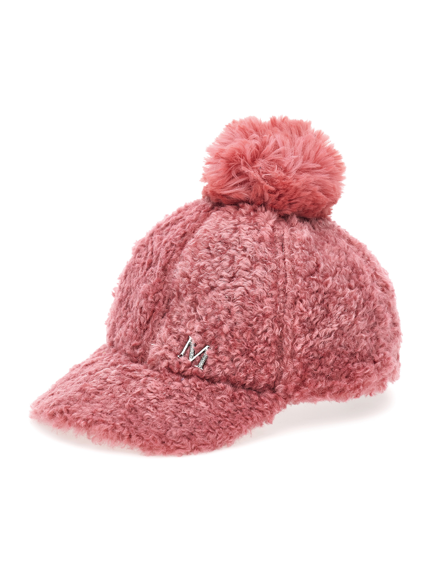 Monnalisa Plush Baseball Cap In Blush Pink