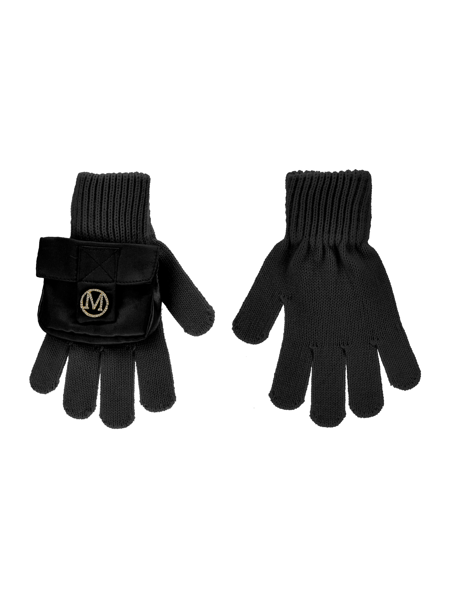 Monnalisa Kids'   Gloves With Satin Pocket In Black