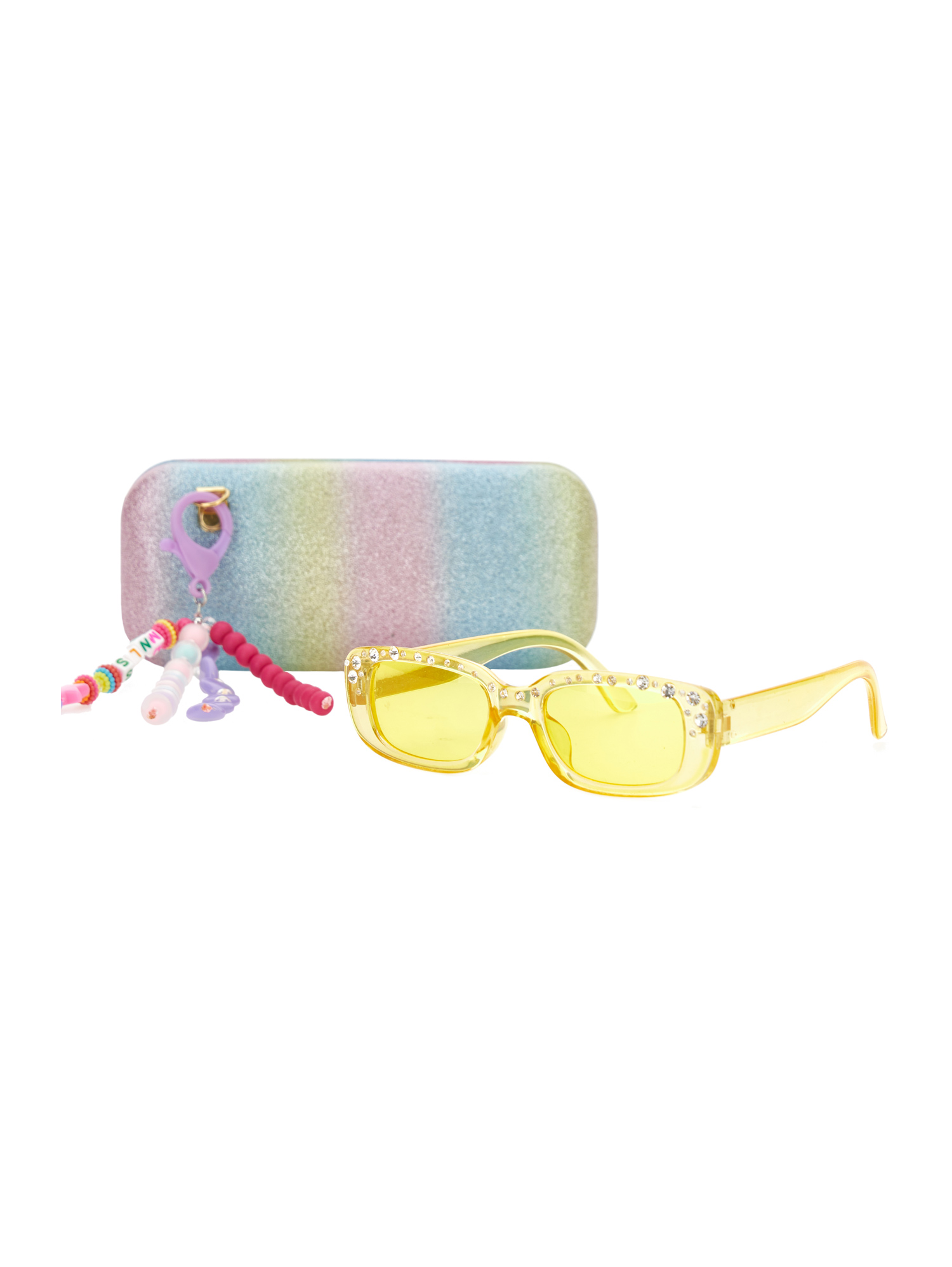 Monnalisa Kids'   Sunglasses With Rhinestones In Yellow