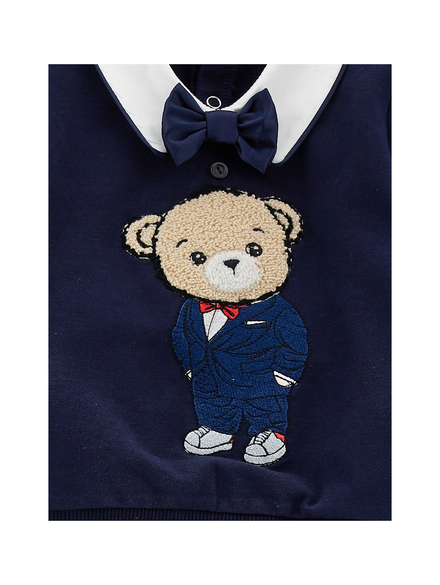 Monnalisa Two-piece Fleece Set With Teddy Bear In Dark Blue