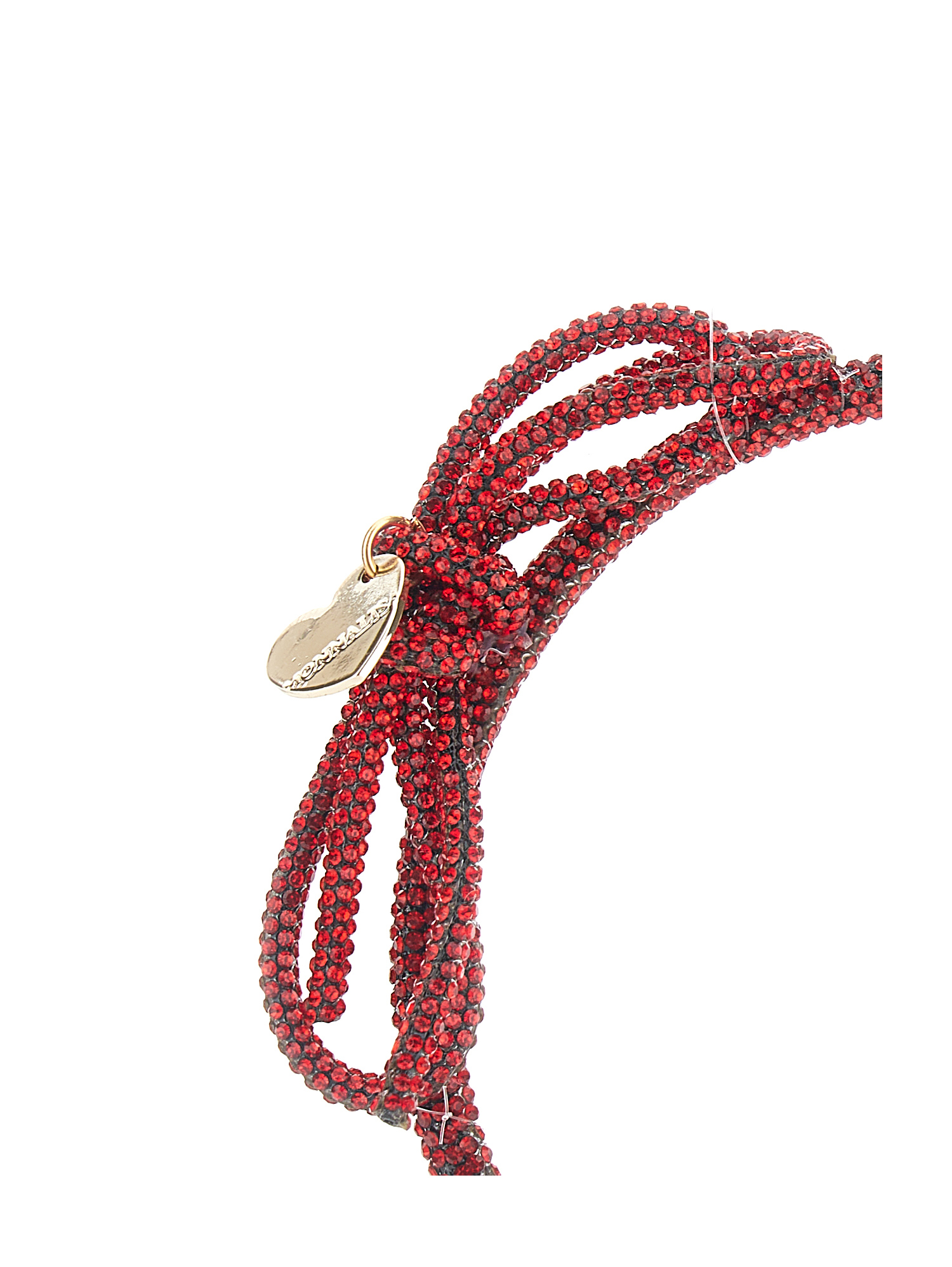 Monnalisa Rhinestone Knit Headband In Ruby Red