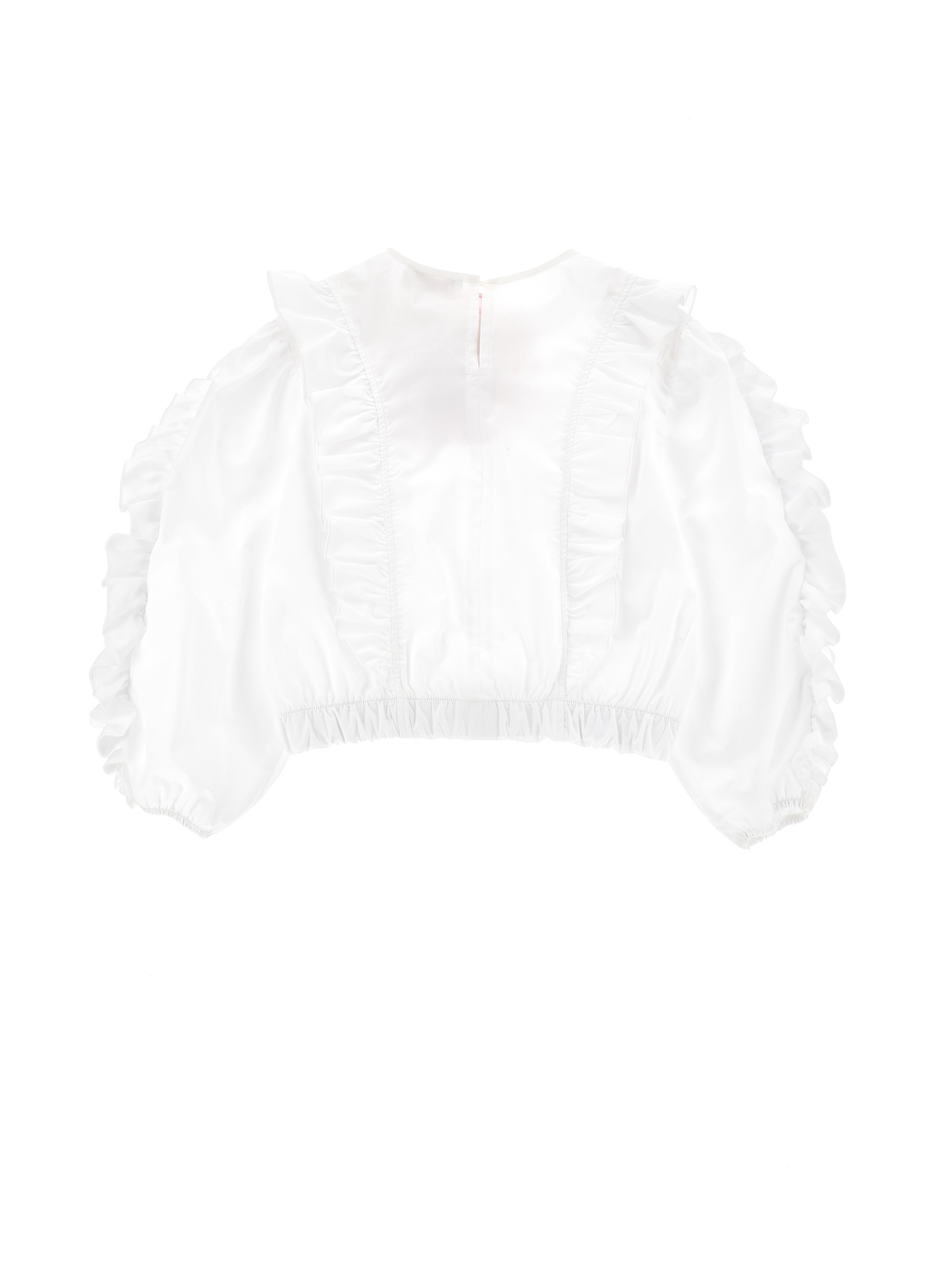 Monnalisa Poplin Top With Maxi Rose In Cream