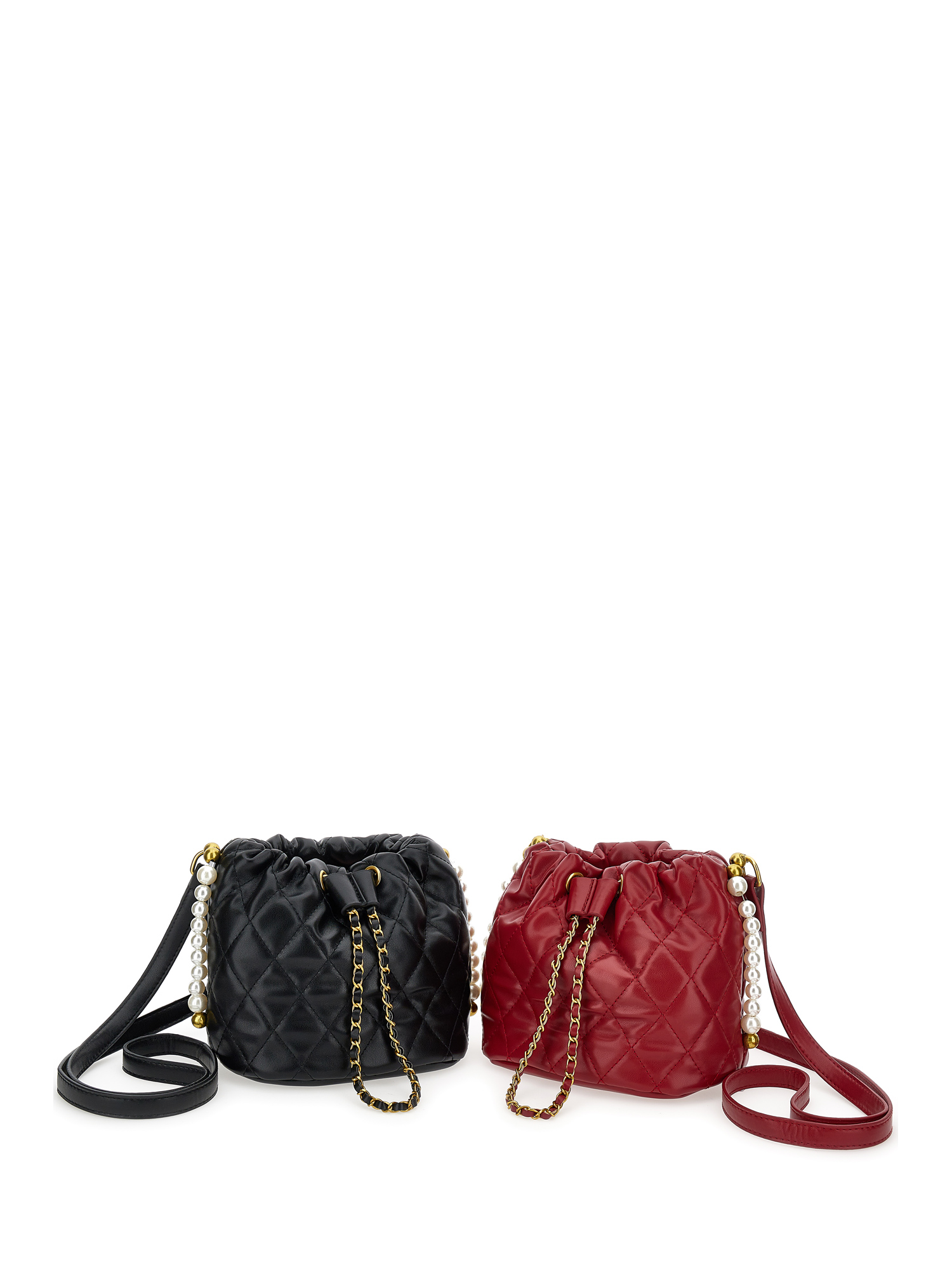 Monnalisa Coated Fabric Bucket Bag In Burgundy