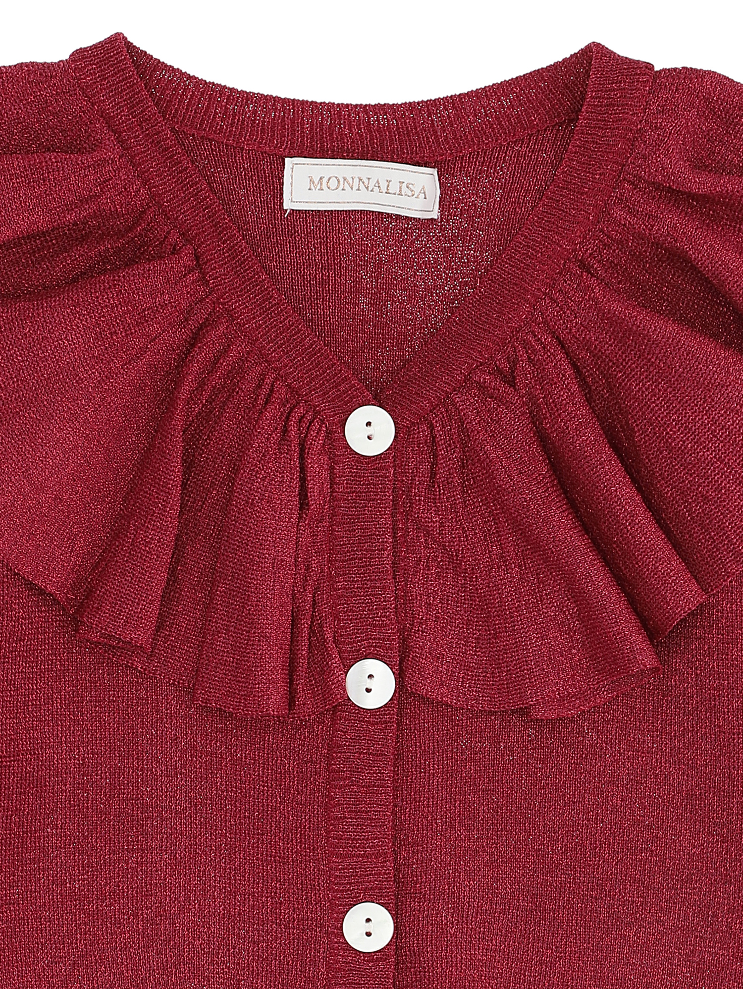 Shop Monnalisa Lurex Trim Knitted Cardigan In Blush Pink