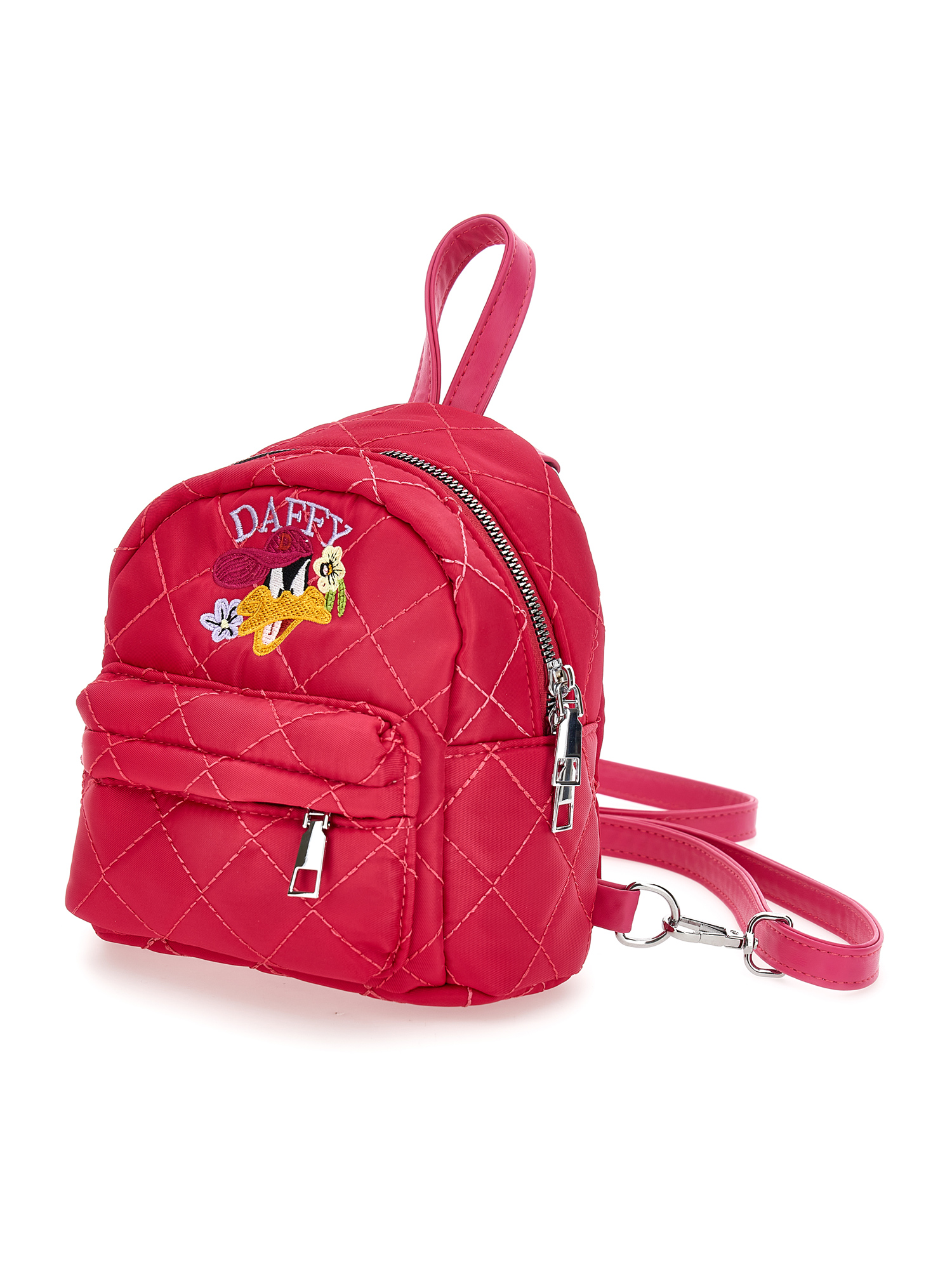 Monnalisa Daffy Duck Quilted Fabric Backpack In Red