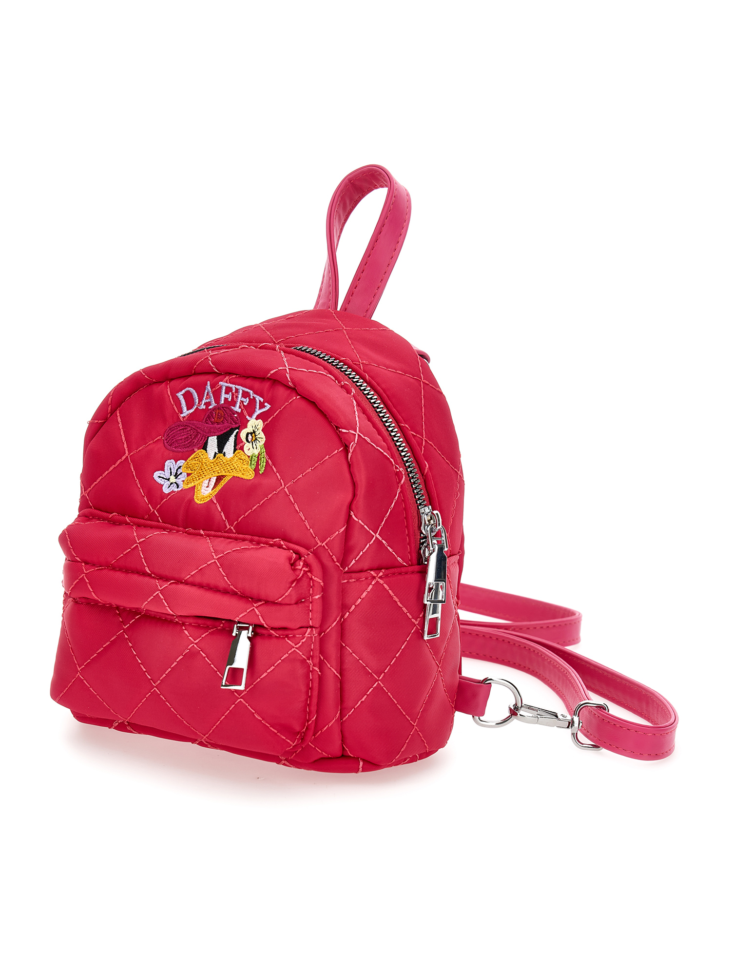 Shop Monnalisa Daffy Duck Quilted Fabric Backpack In Red