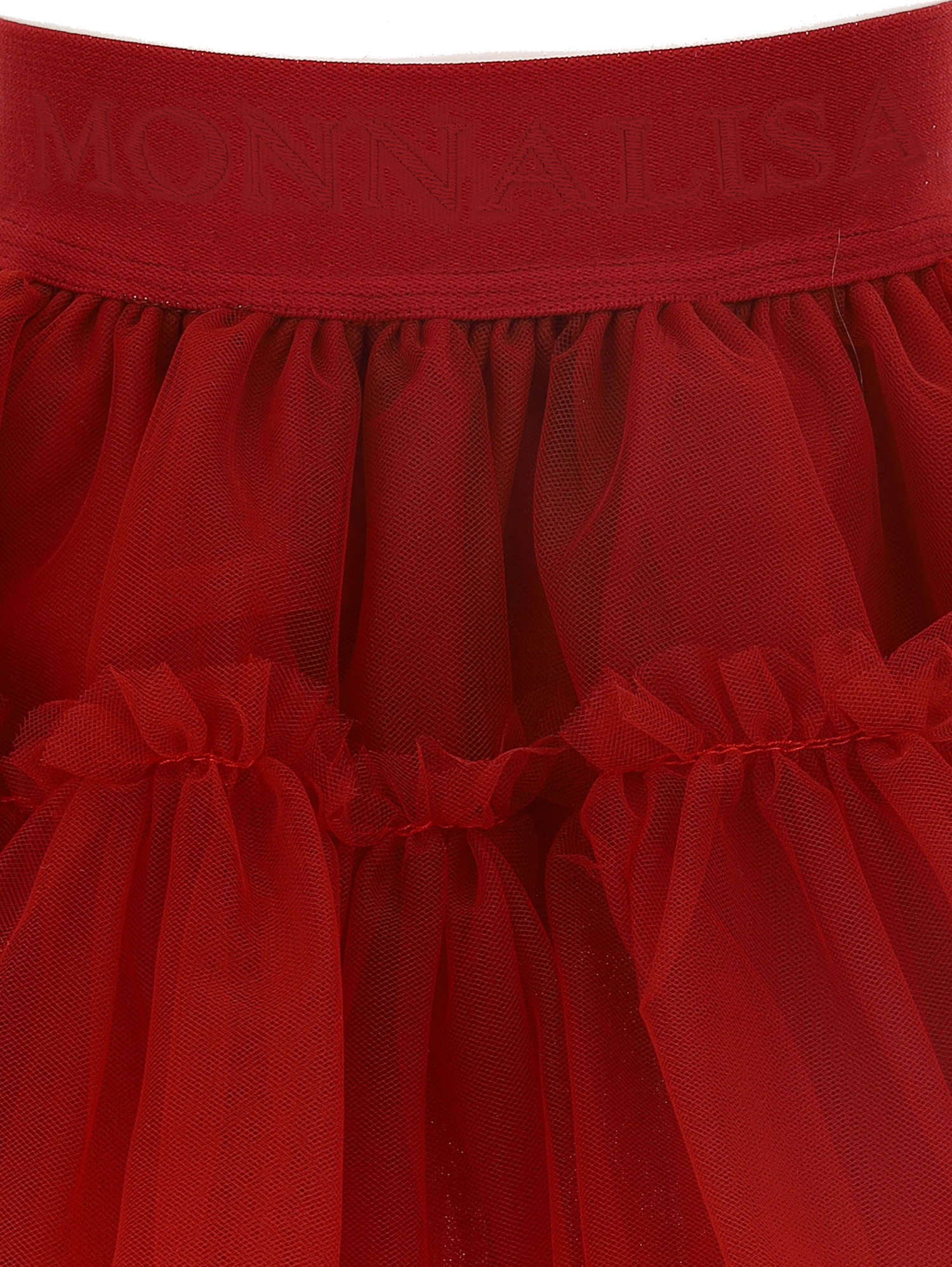 Monnalisa Silk-touch Tulle Skirt In Ruby Red
