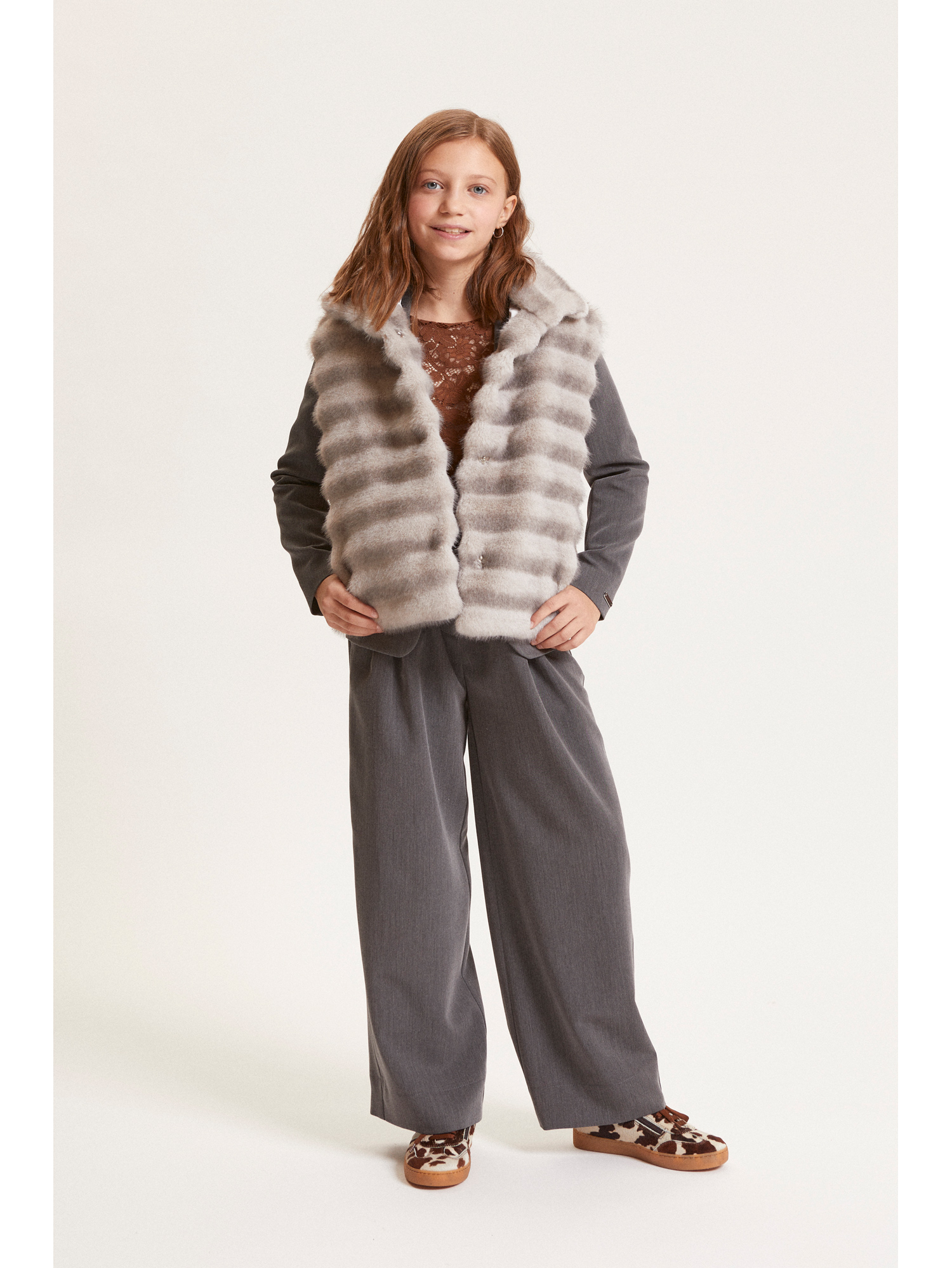 Monnalisa Plush Vest In Gray
