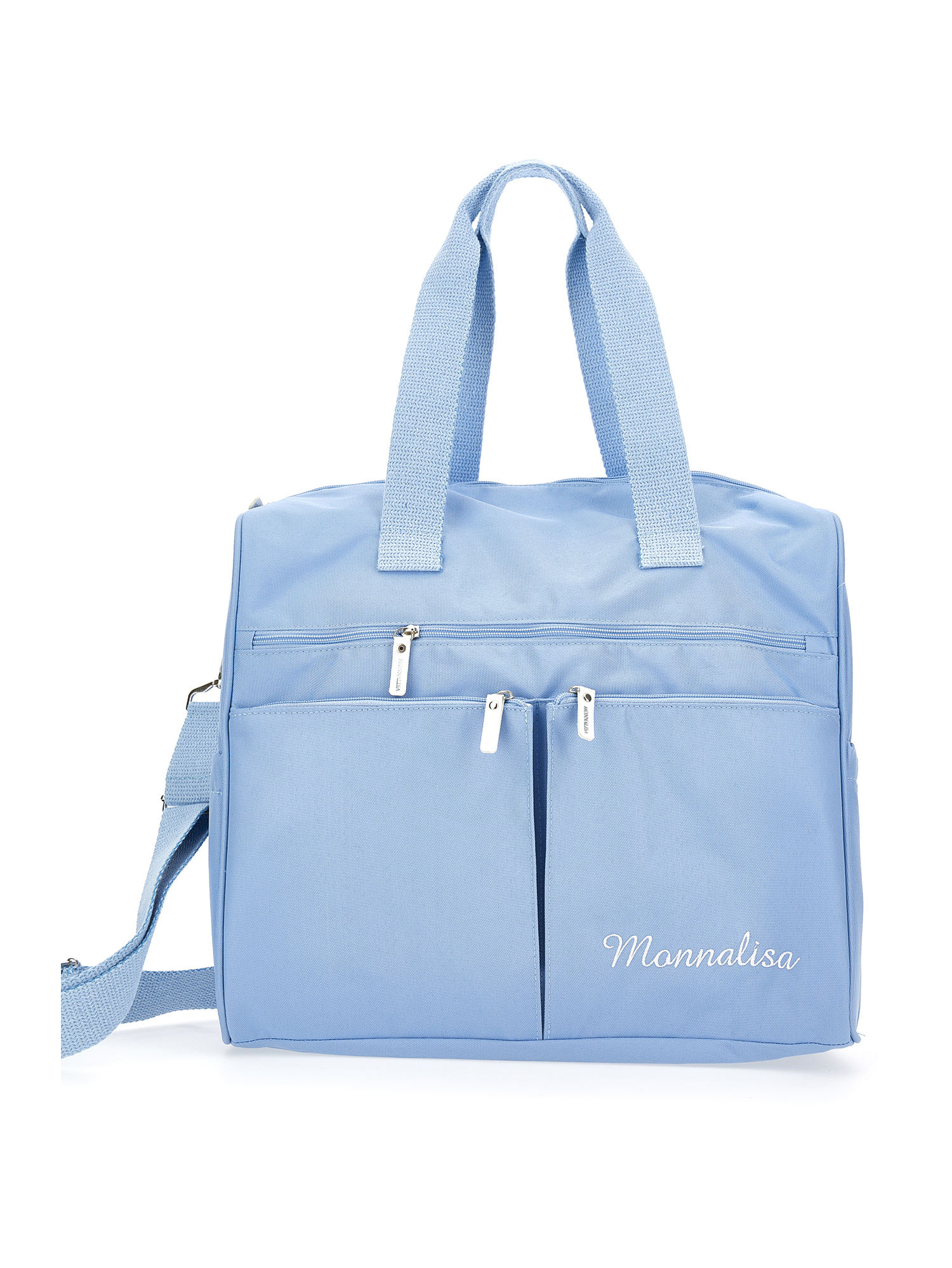 Monnalisa Ottoman Changing Bag With Logo In Sky Blue