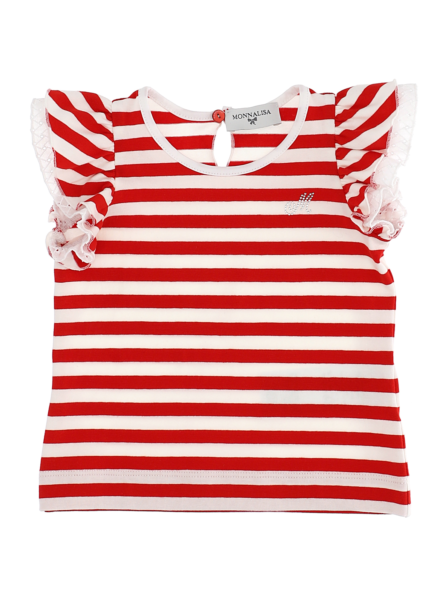 Monnalisa Girls Clothing Tops Camisoles Striped jersey camisole with ruffle 