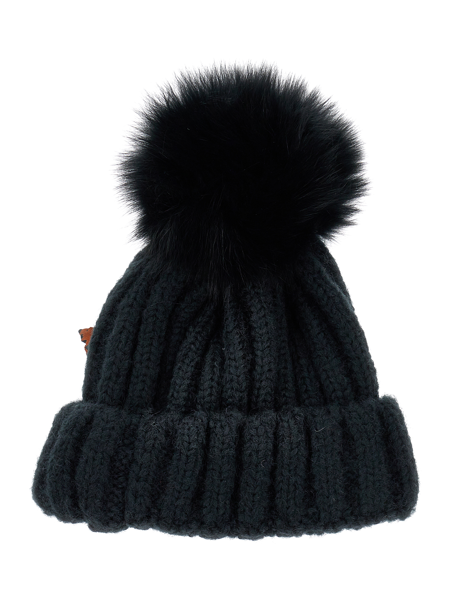 Shop Monnalisa Wool Blend Hat With Pom Pom In Black