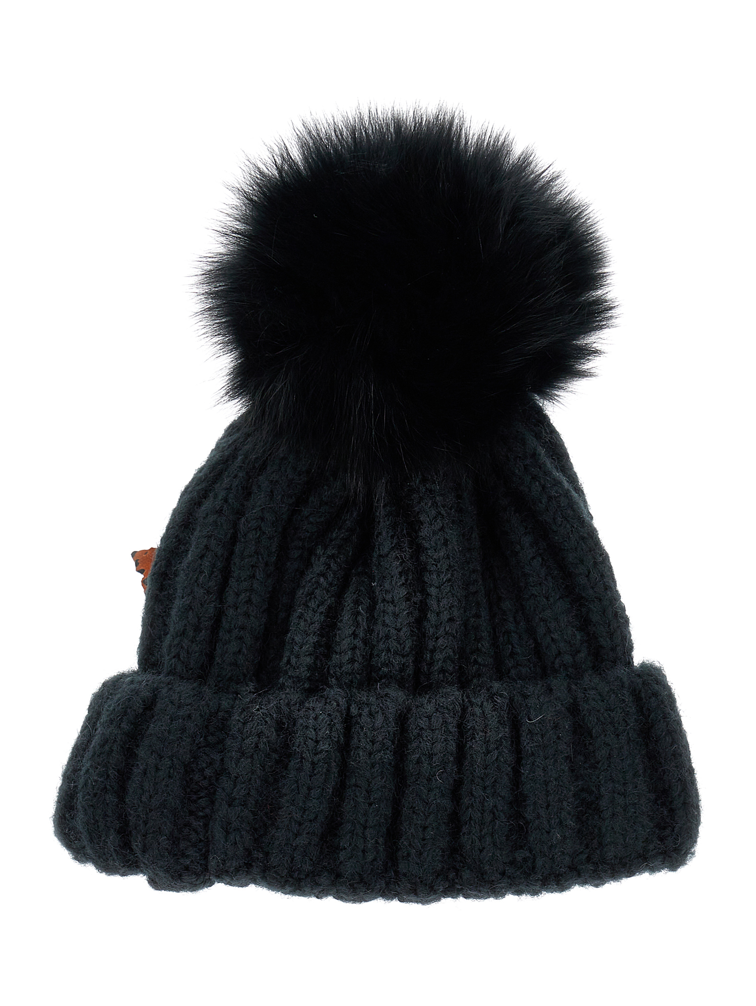 Monnalisa Wool Blend Hat With Pom Pom In Black