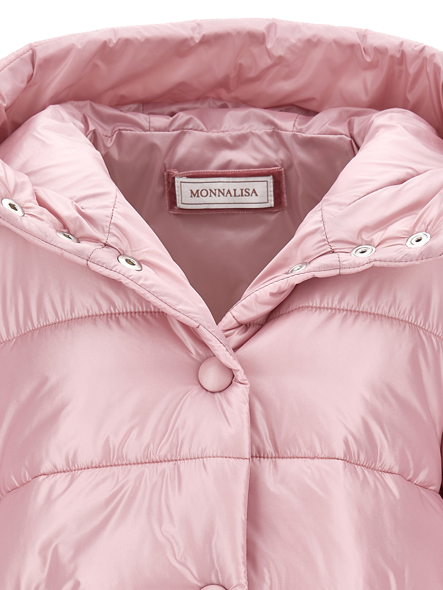 Monnalisa Quilted Technical Fabric Coat In Blush Pink