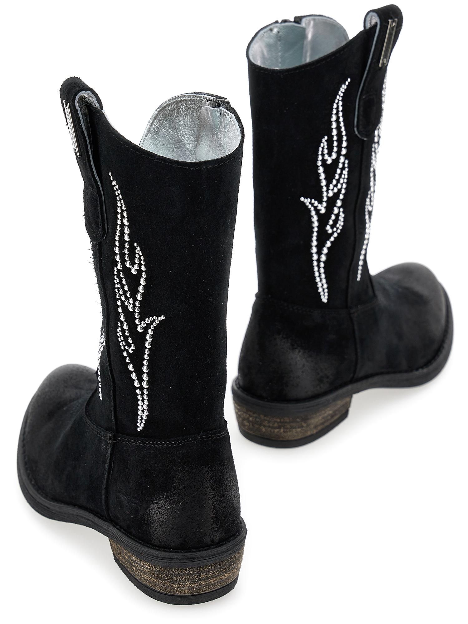 Shop Monnalisa Suede Cowboy Boots In Black