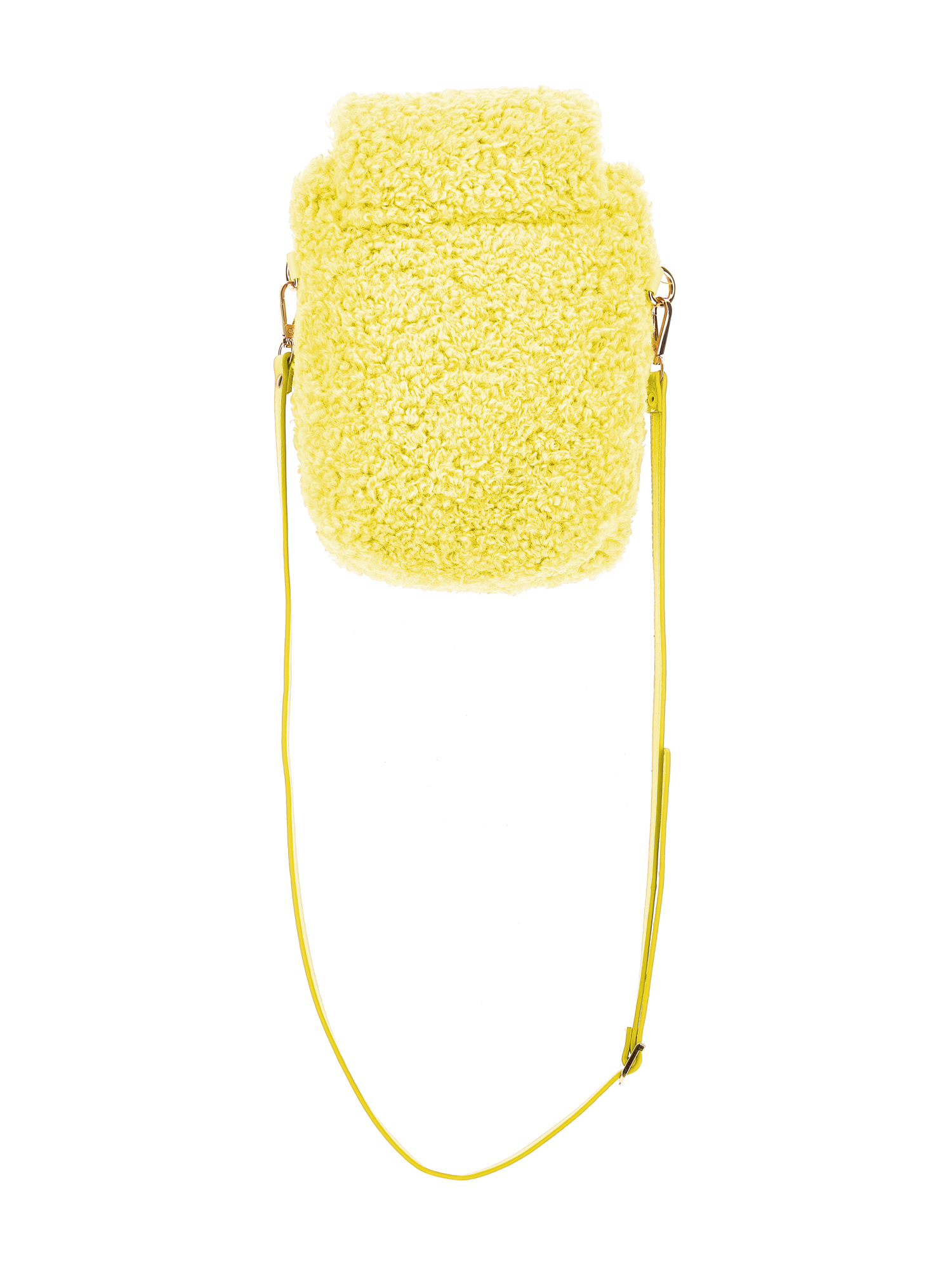 Monnalisa Plush Shoulder Bag In Light Yellow