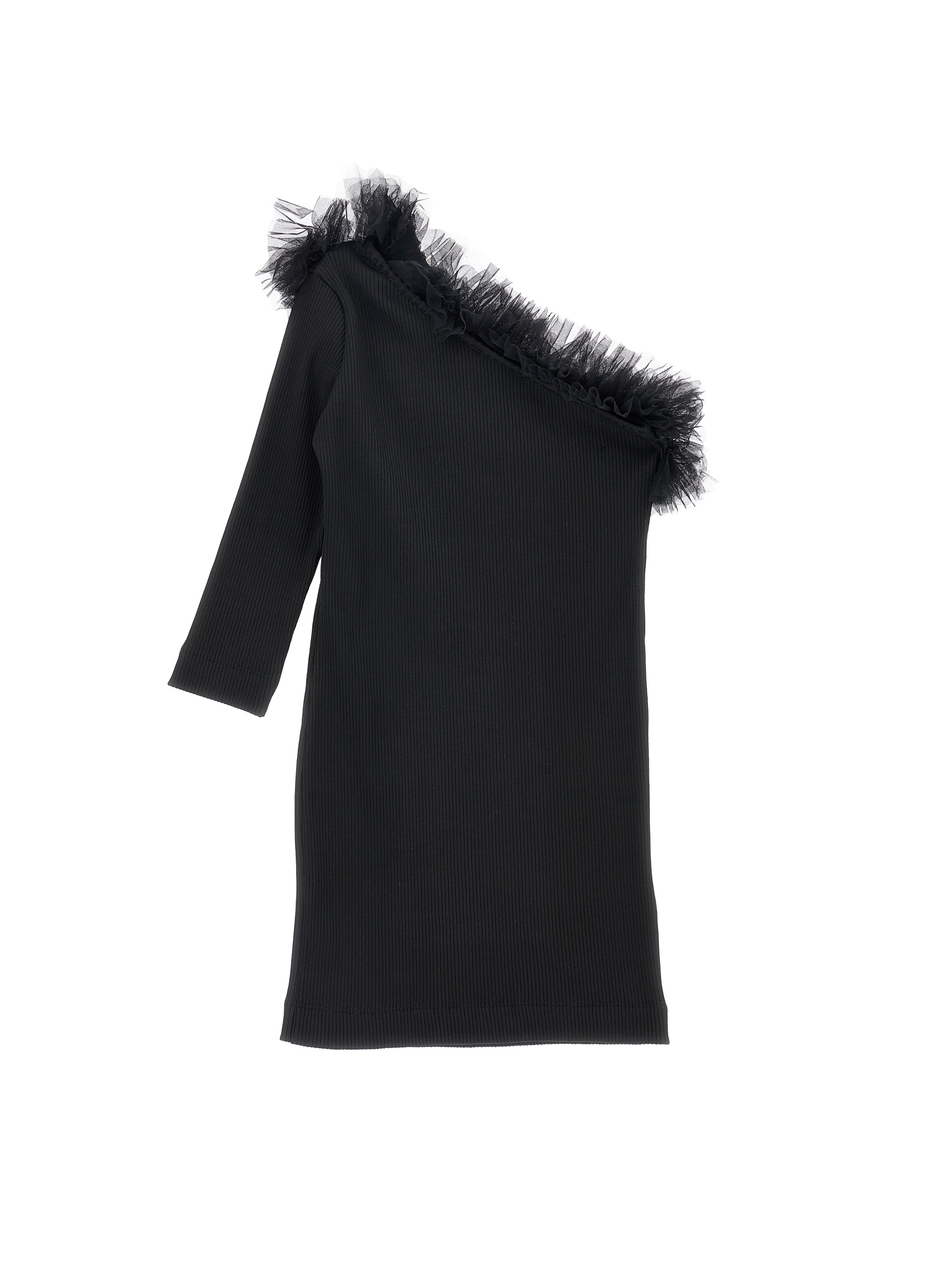 Shop Monnalisa One-shoulder Viscose Dress In Black