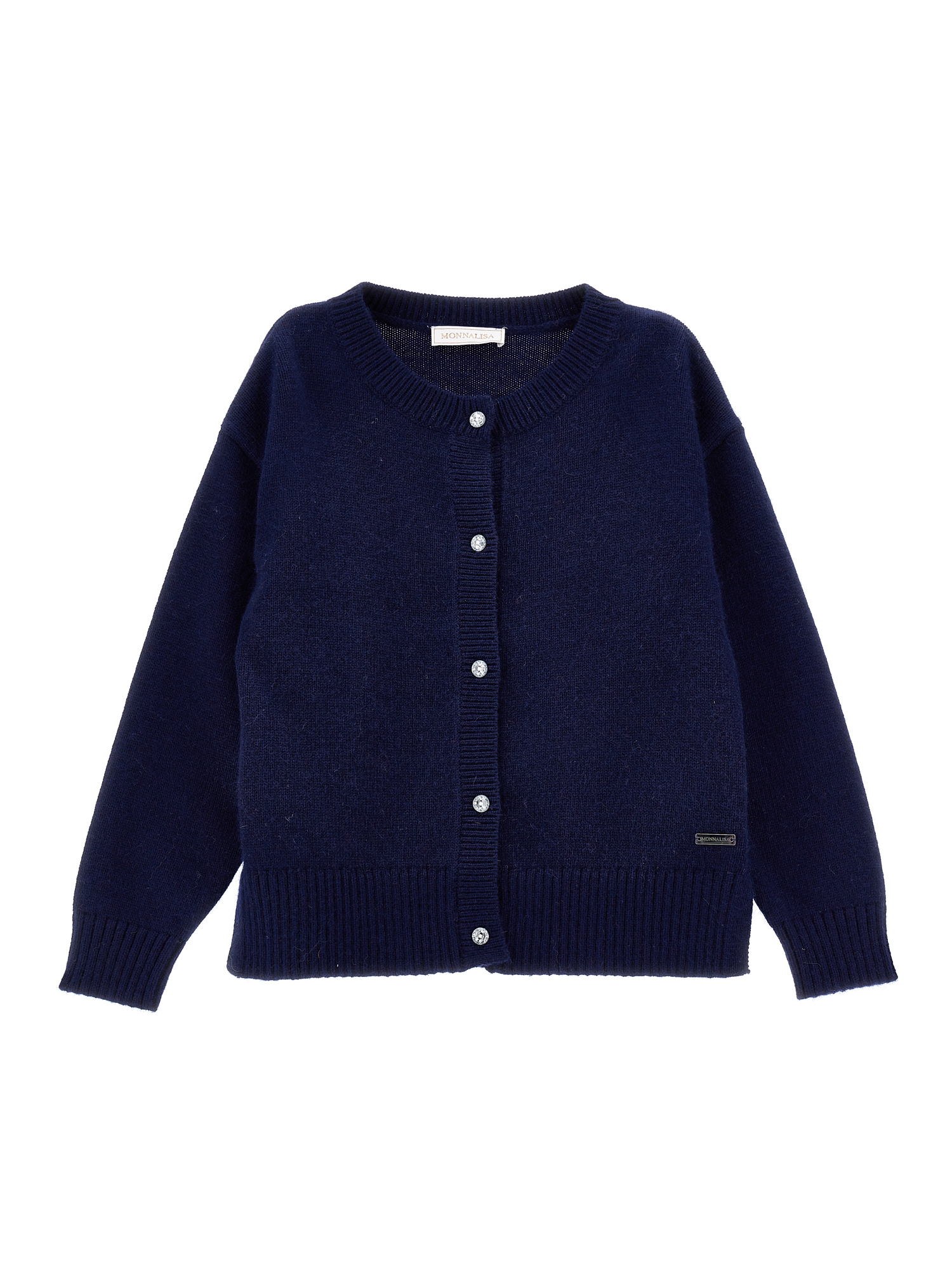 Monnalisa Soft Knit Cardigan In Navy Blue