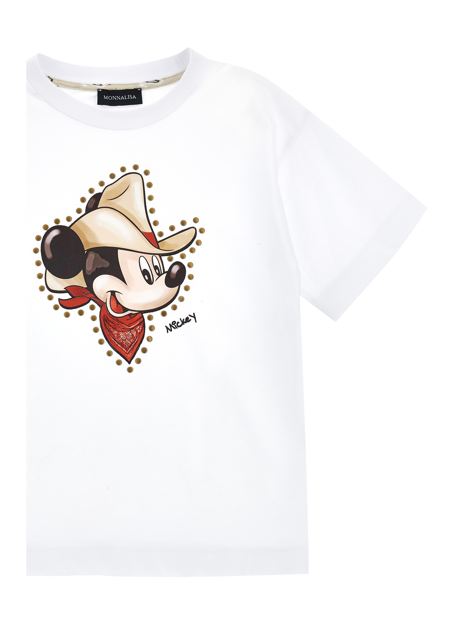 Monnalisa Mickey Jersey T-shirt With Bandana In White